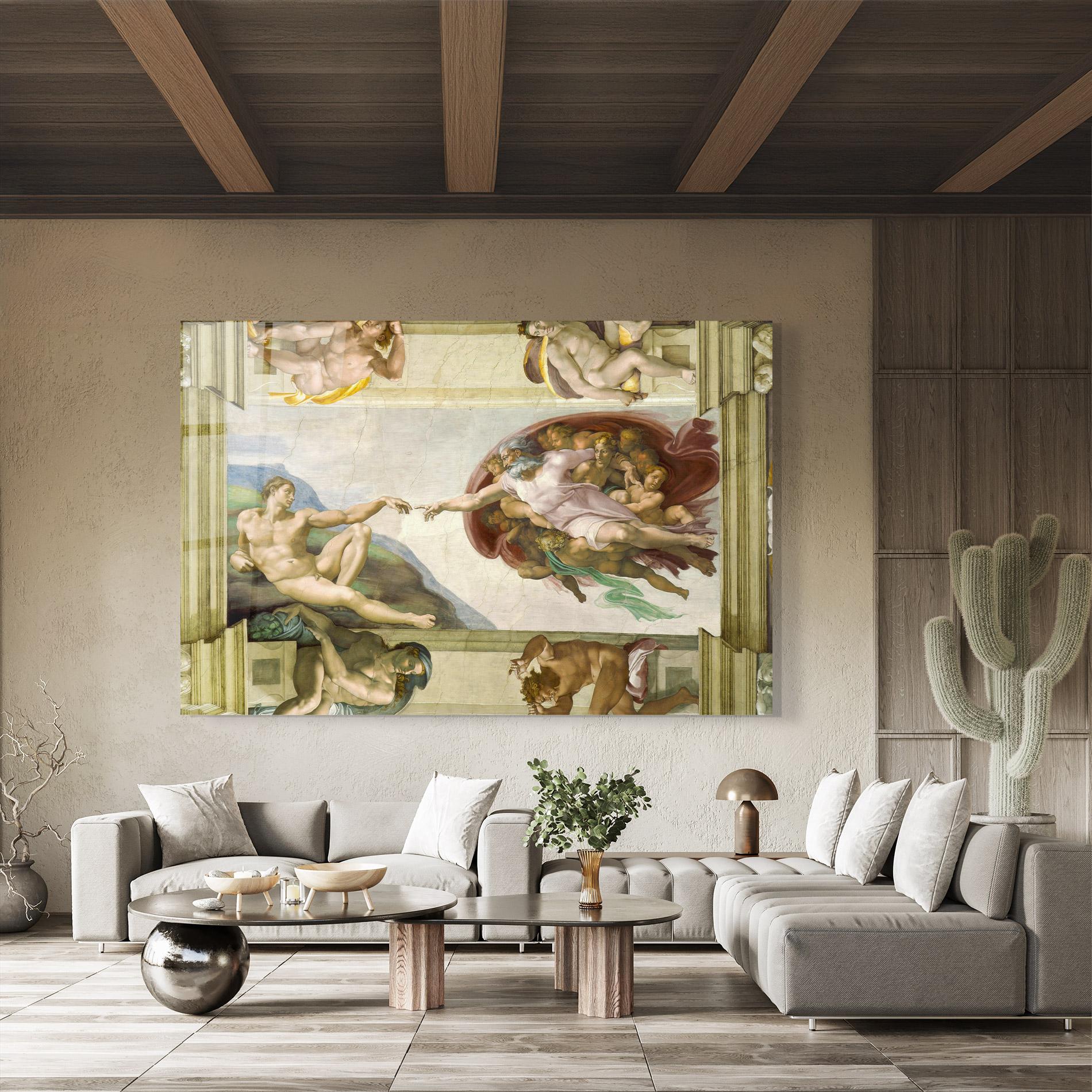 Tablou Sticla Creacion De Adam mockup 8