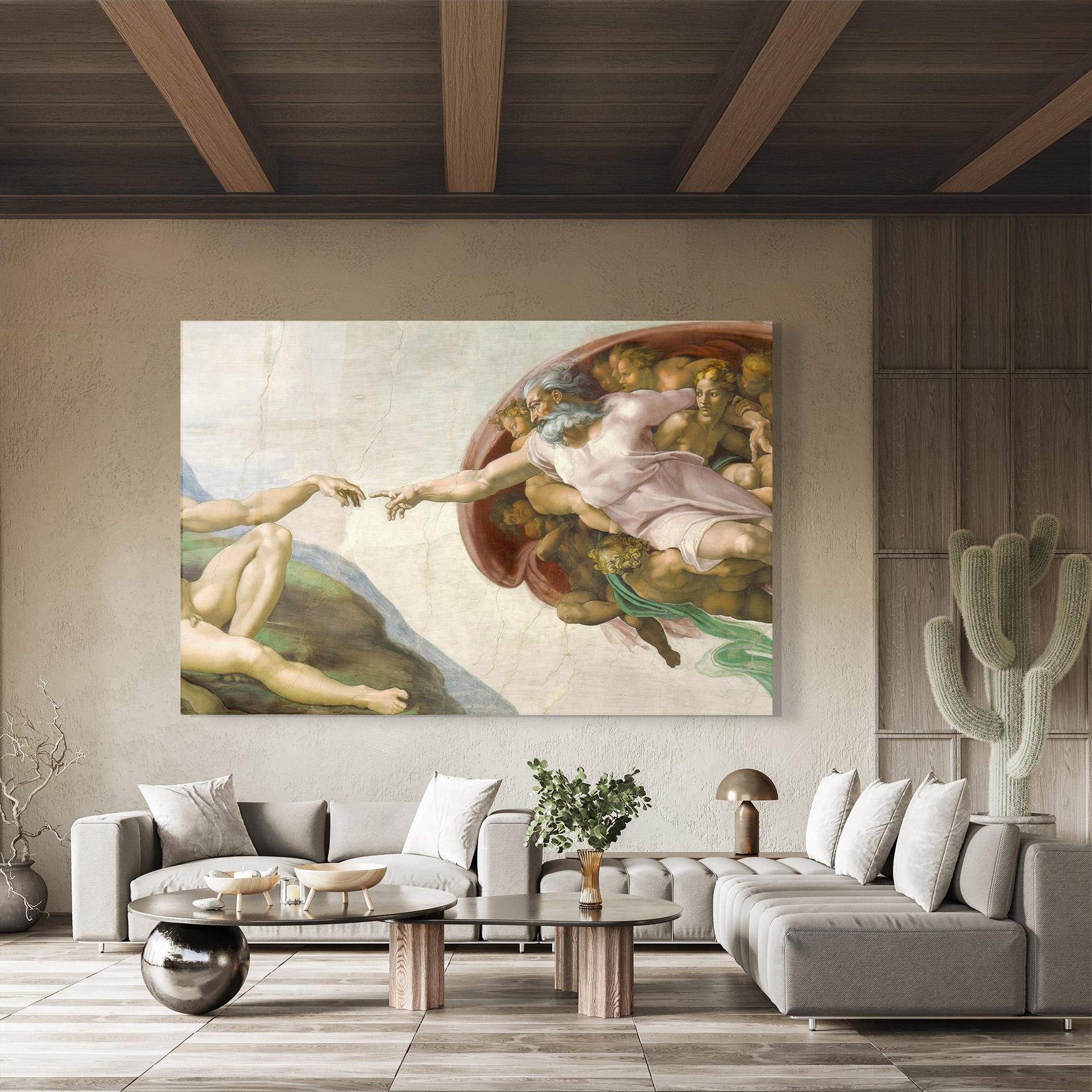 Tablou Sticla The Creation Of Adam mockup 8