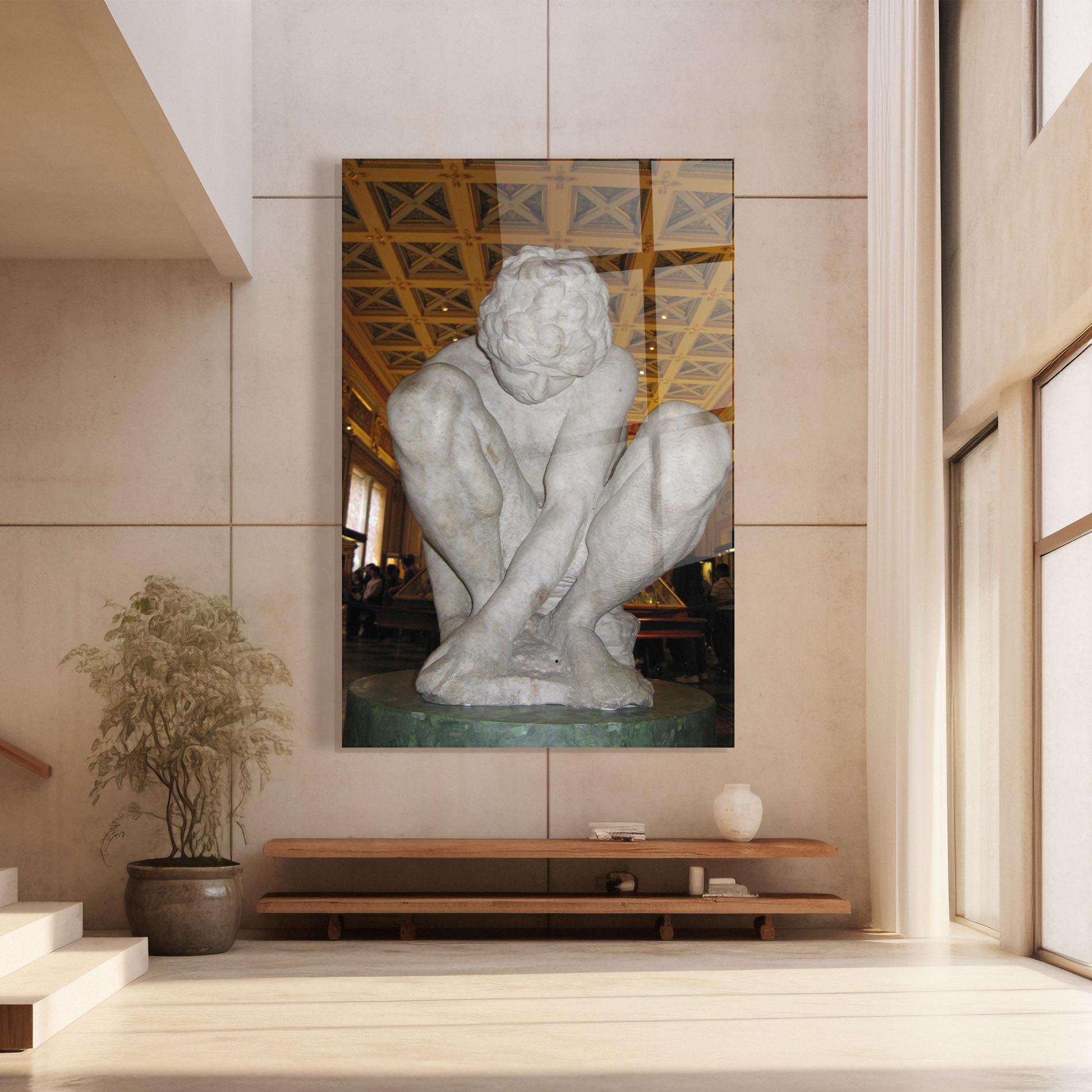 Tablou Sticla Crouching Boy mockup 8