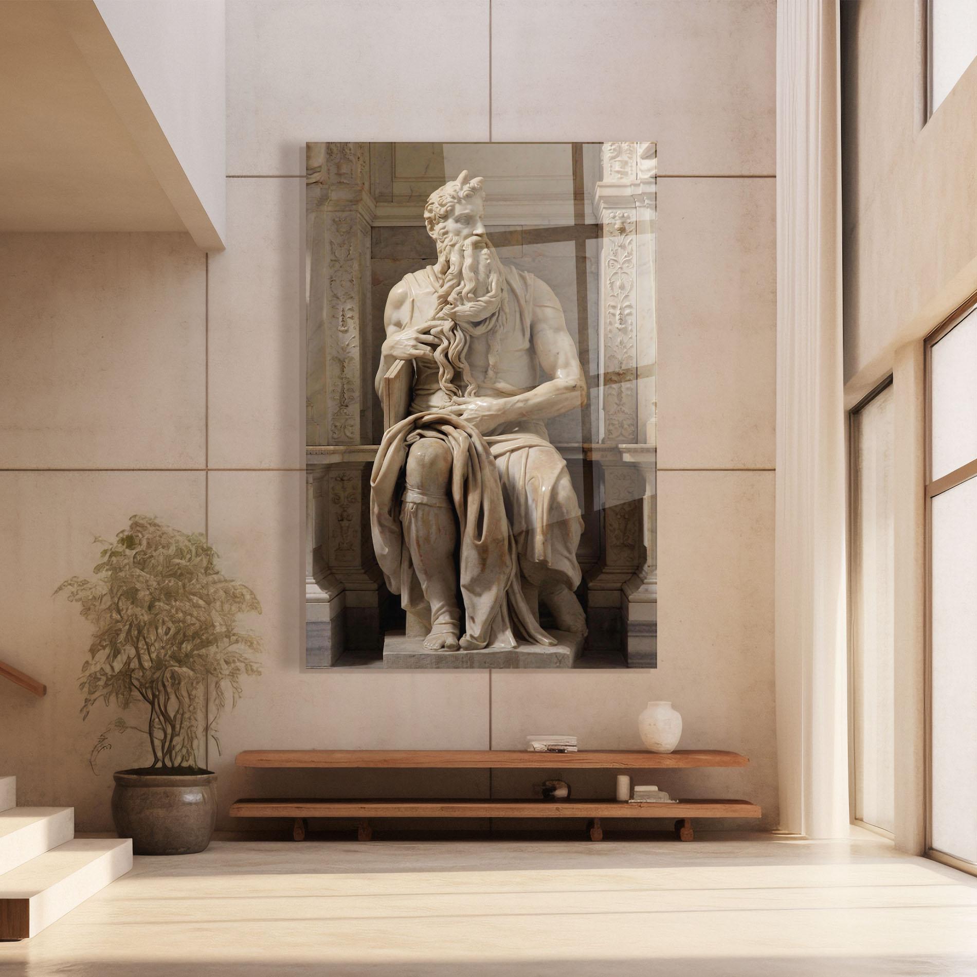 Tablou Sticla Statue Moses mockup 8