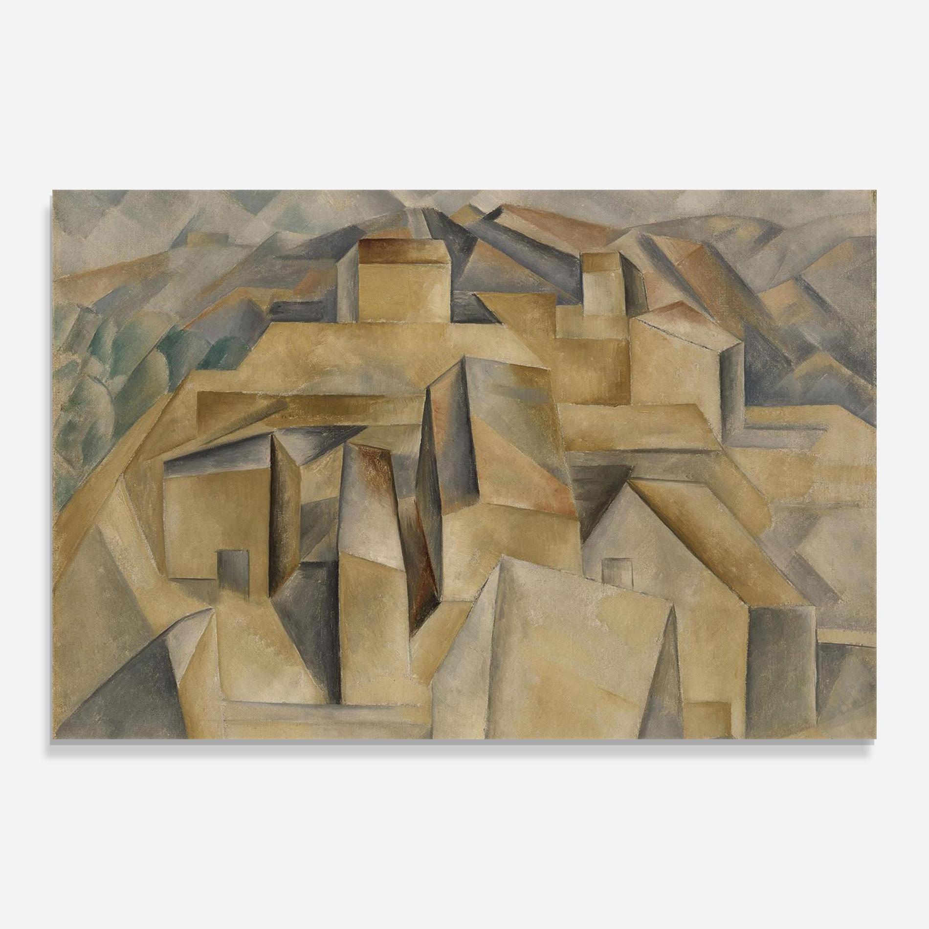 Tablou Sticla Houses On The Hill mockup 0