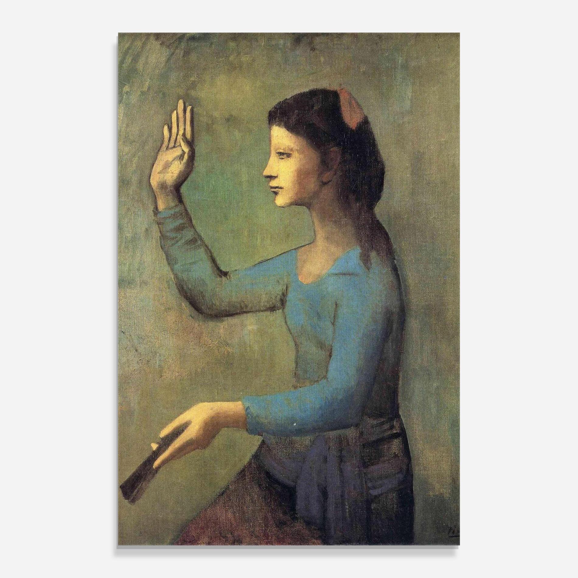 Tablou Sticla Lady With A Fan mockup 0