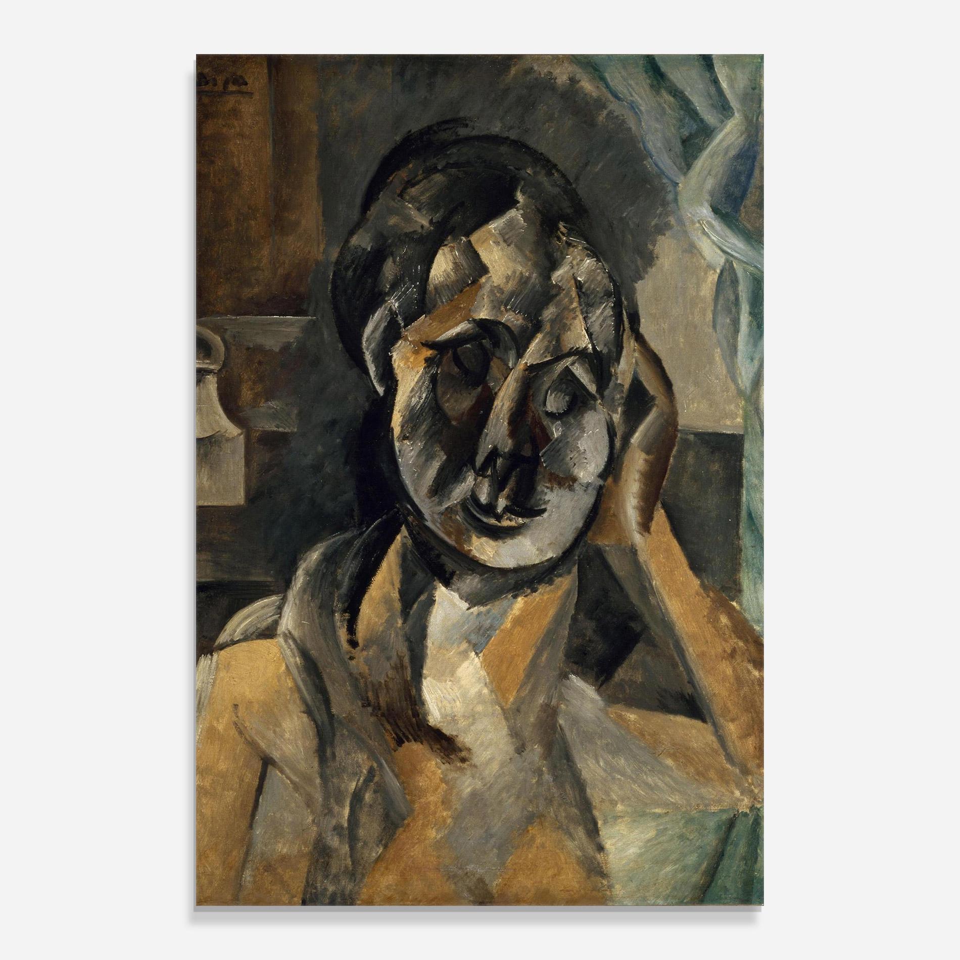 Tablou Sticla Woman With Mustard mockup 0