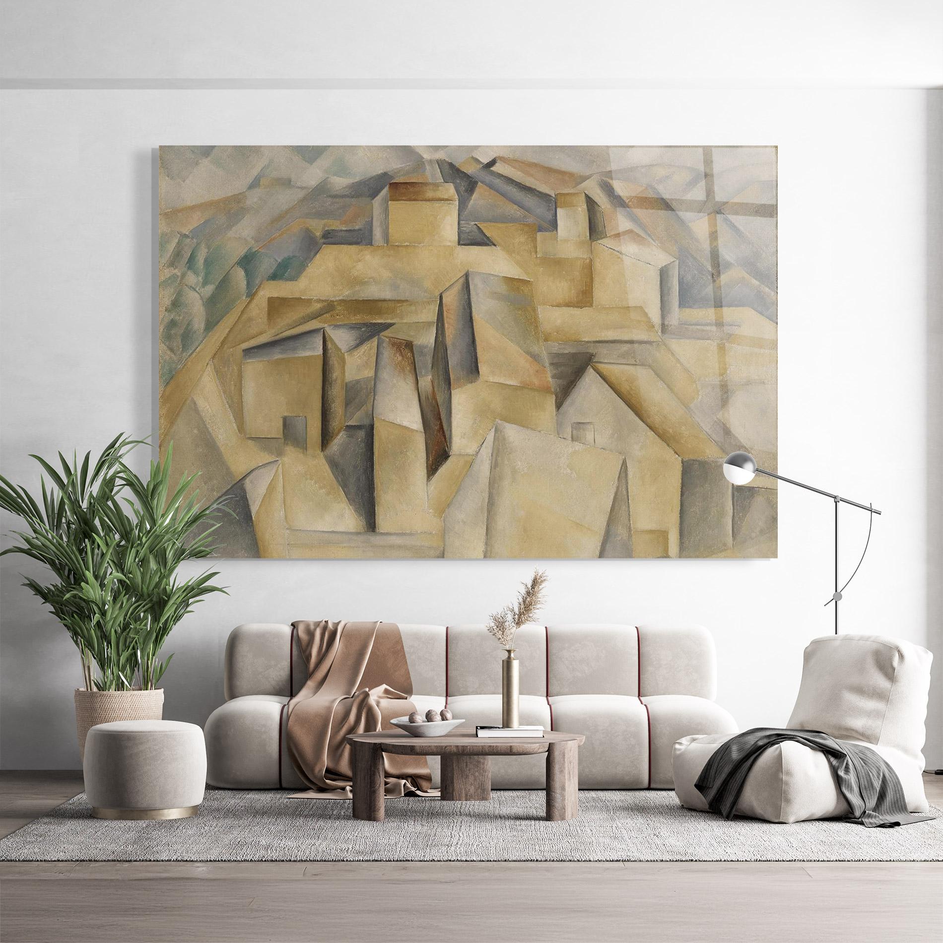 Tablou Sticla Houses On The Hill mockup 9