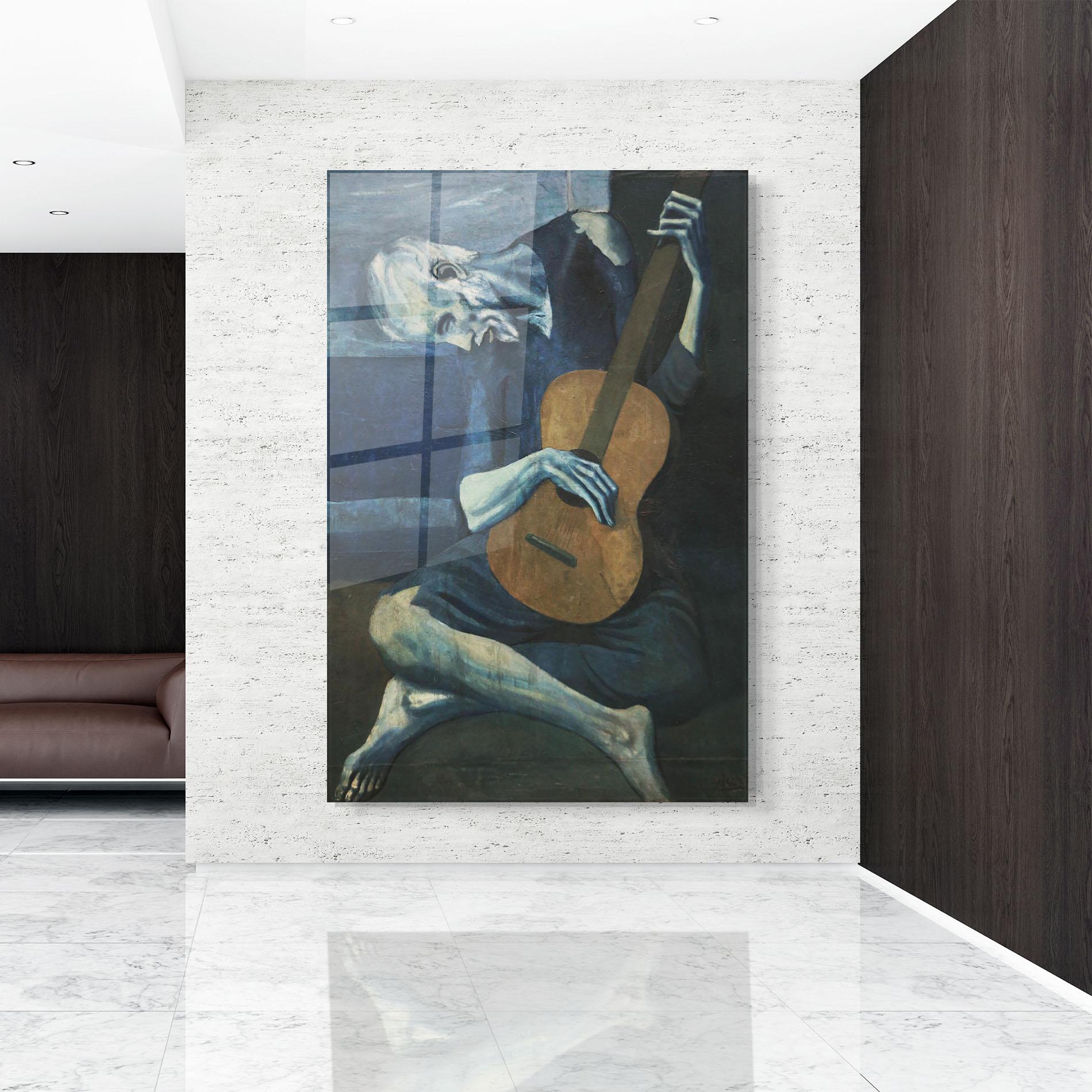 Tablou Sticla Old Guitarist mockup 9