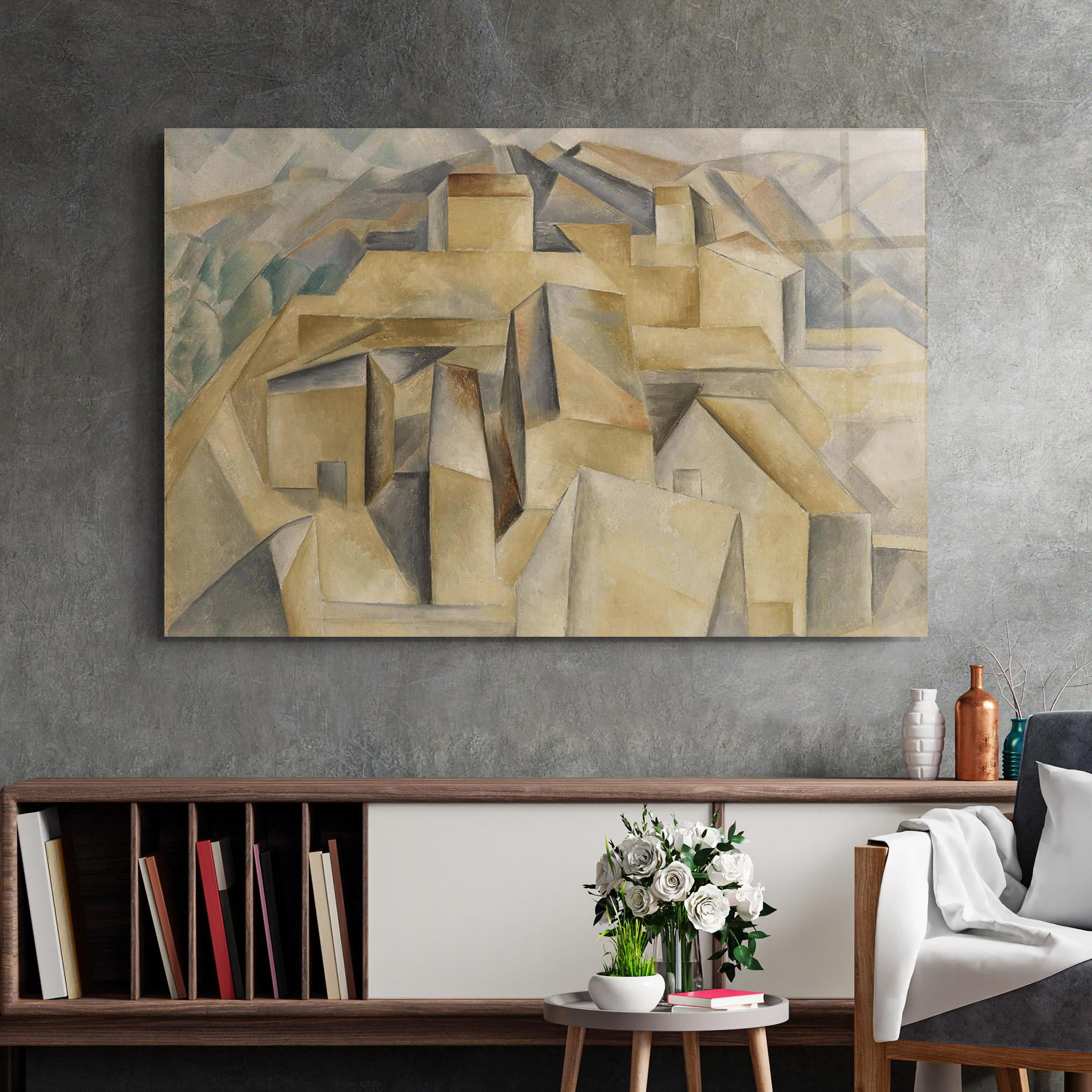 Tablou Sticla Houses On The Hill mockup 2