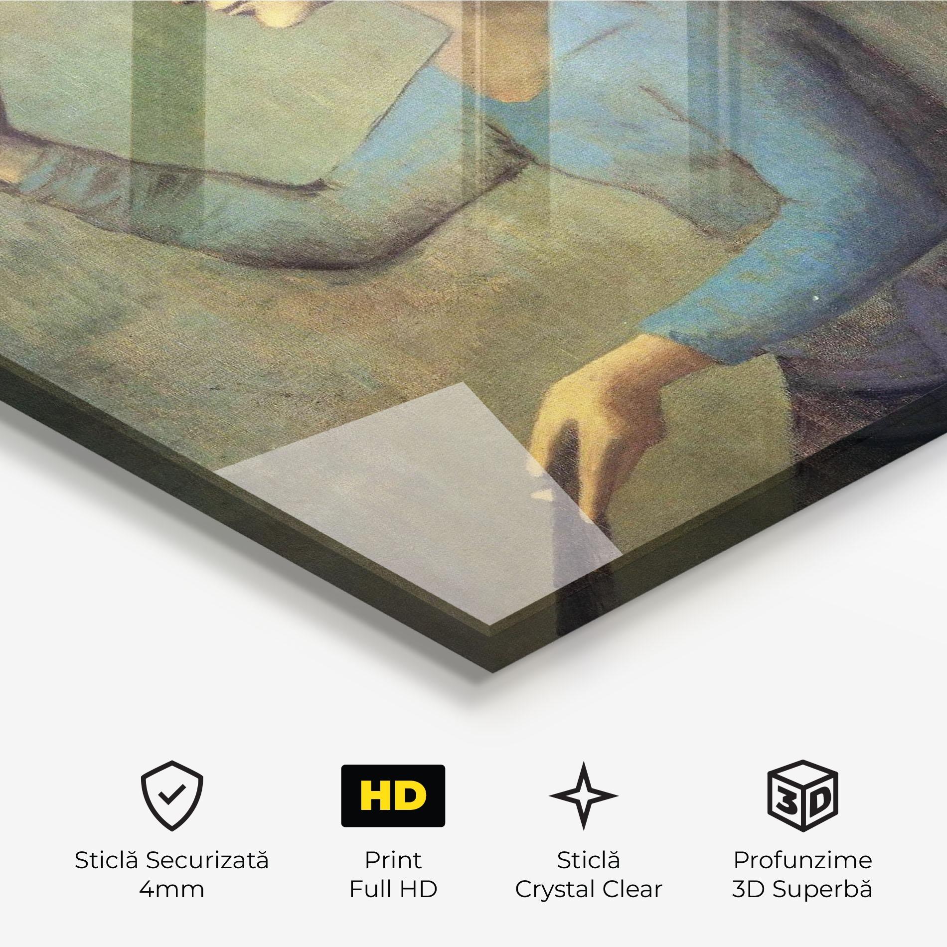 Tablou Sticla Lady With A Fan mockup 3