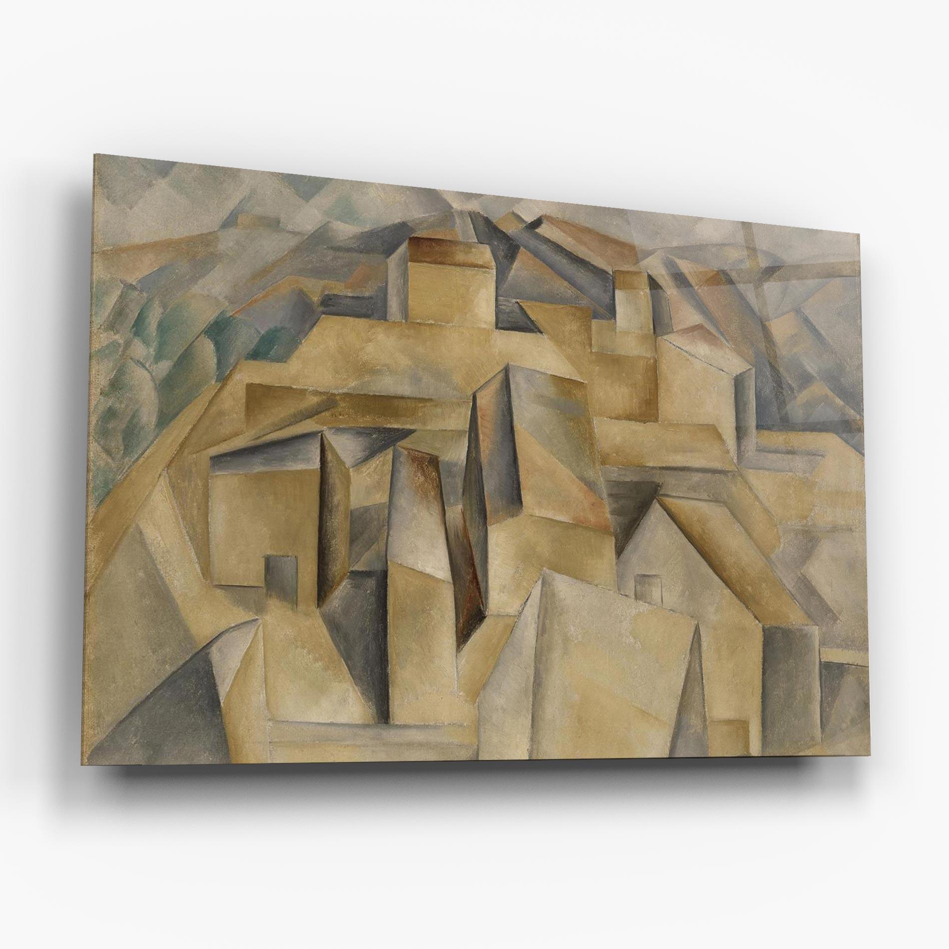 Tablou Sticla Houses On The Hill mockup 6