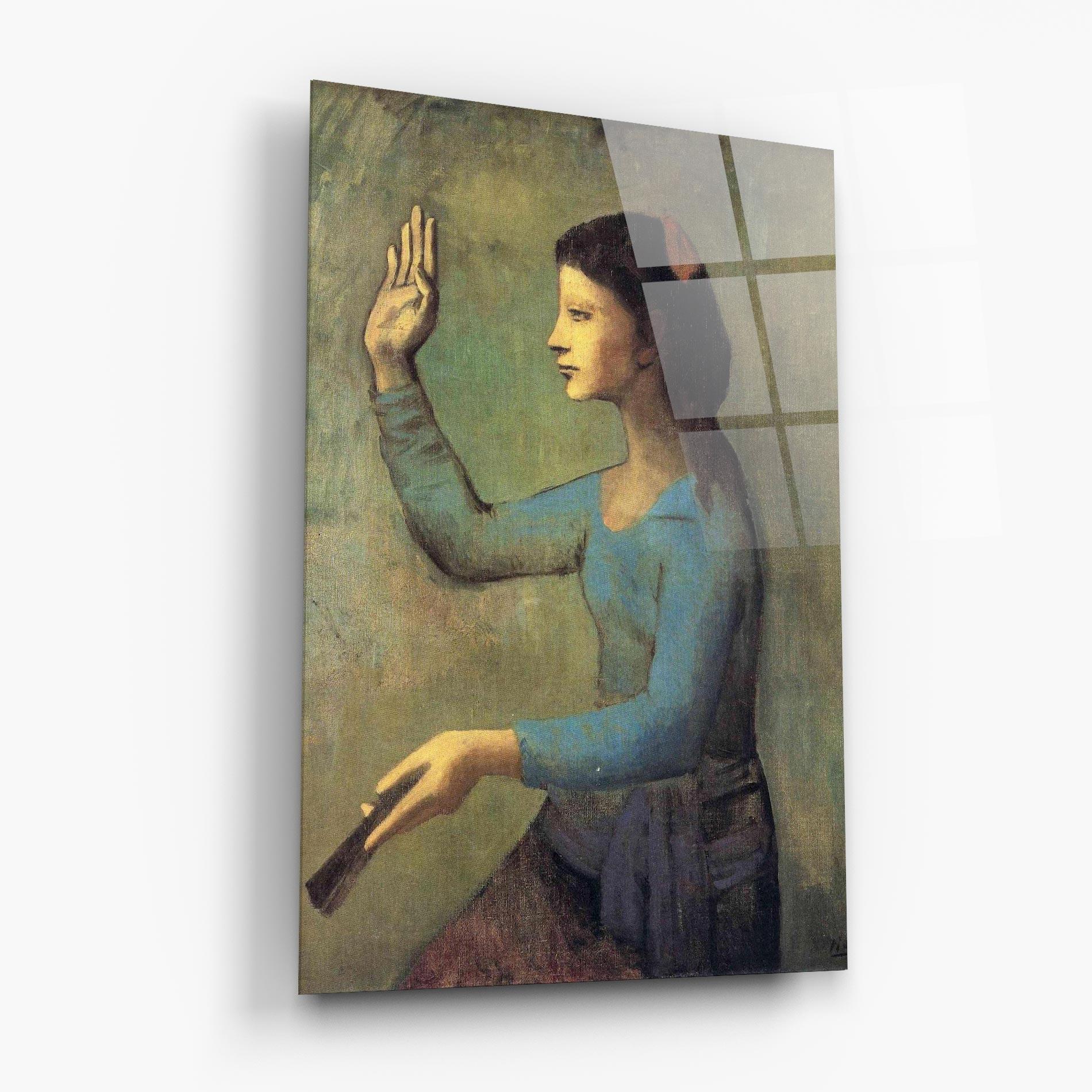 Tablou Sticla Lady With A Fan mockup 6