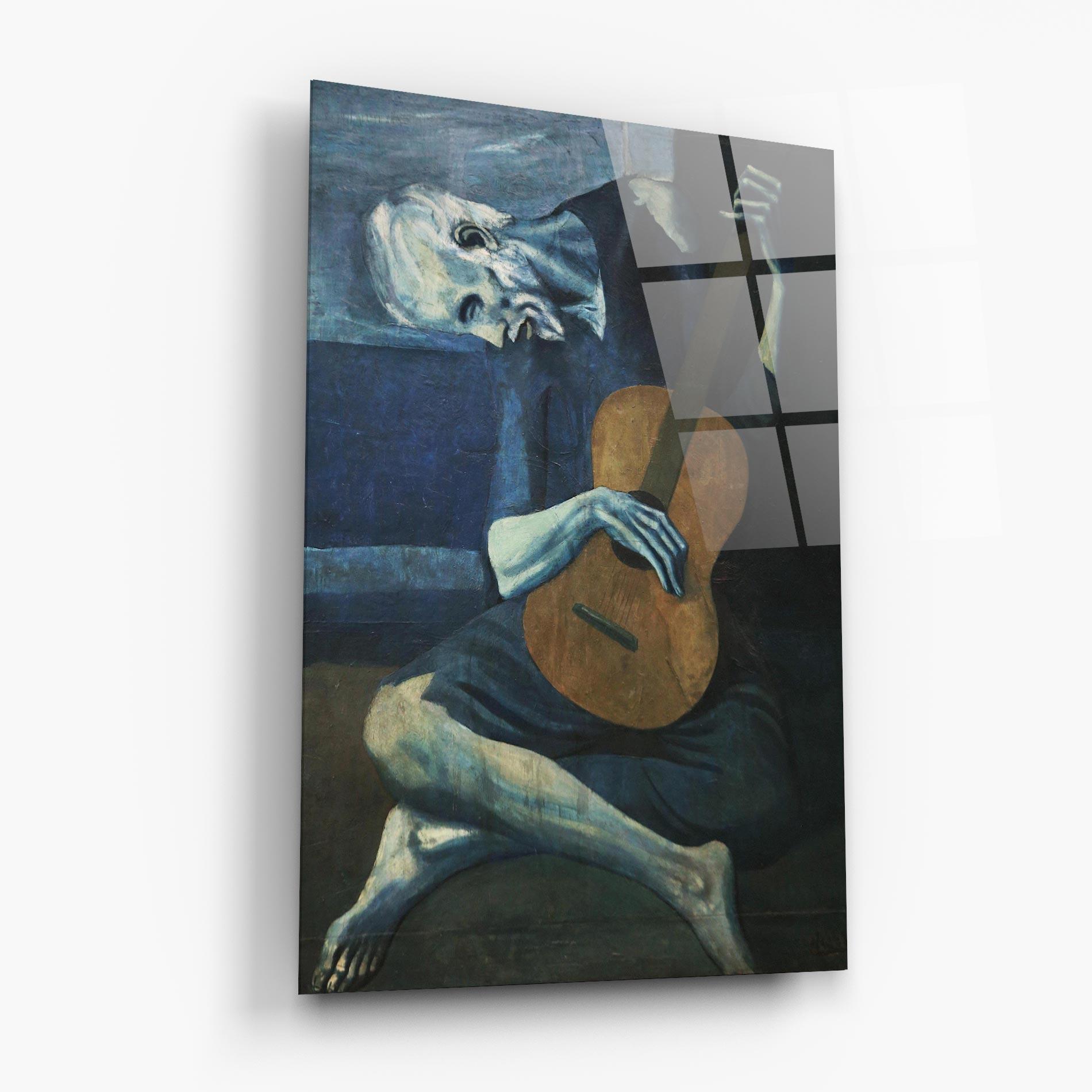 Tablou Sticla Old Guitarist mockup 6