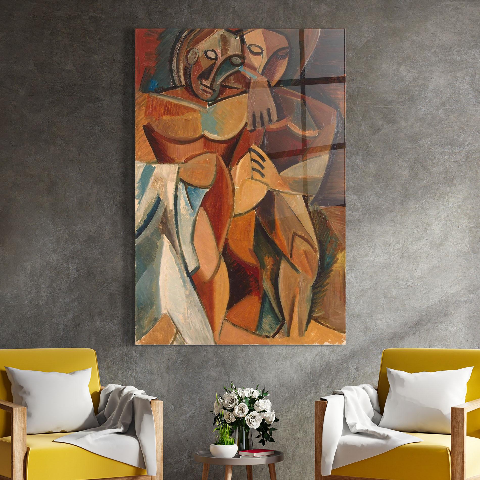 Tablou Sticla Friendship Two Nudes mockup 4