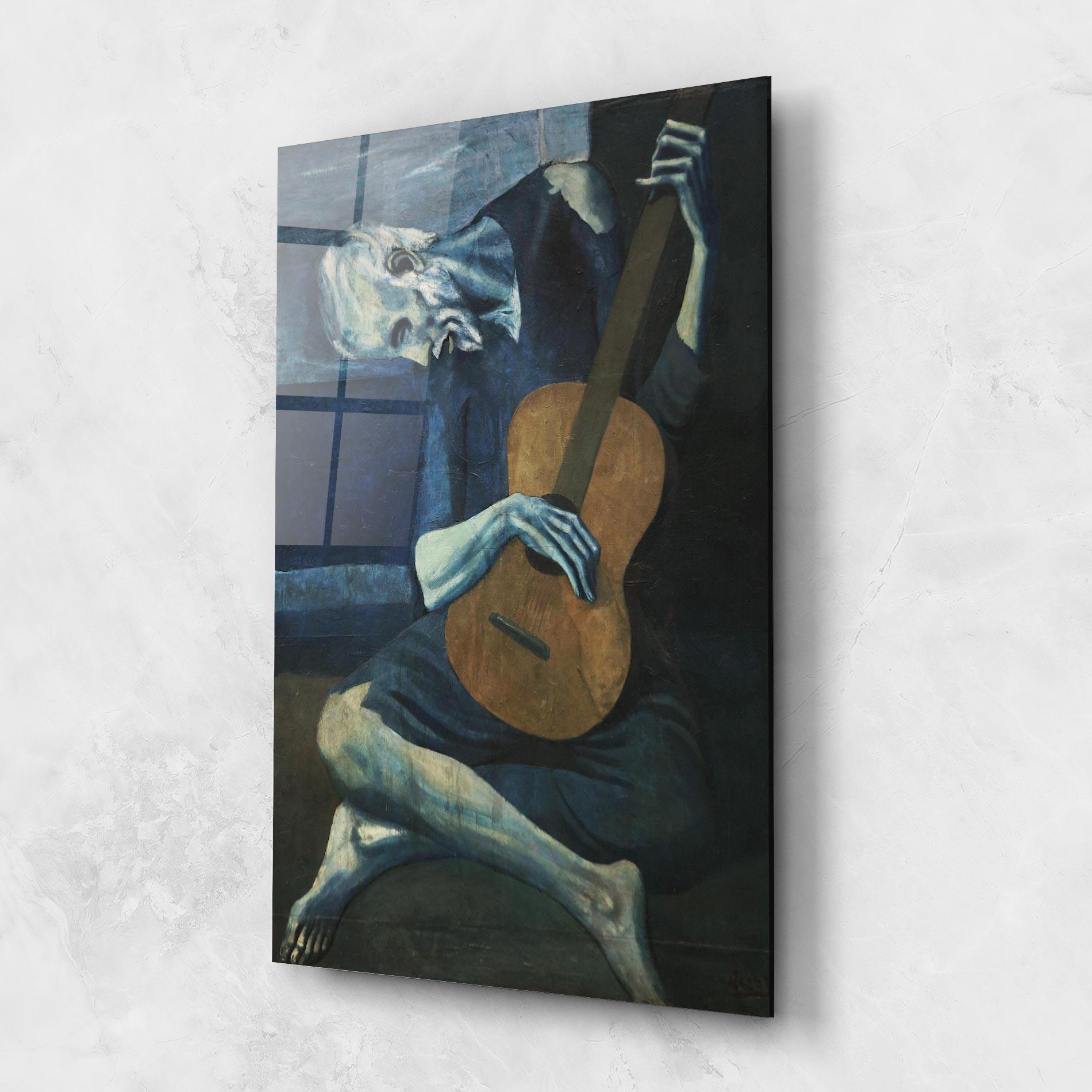 Tablou Sticla Old Guitarist mockup 1