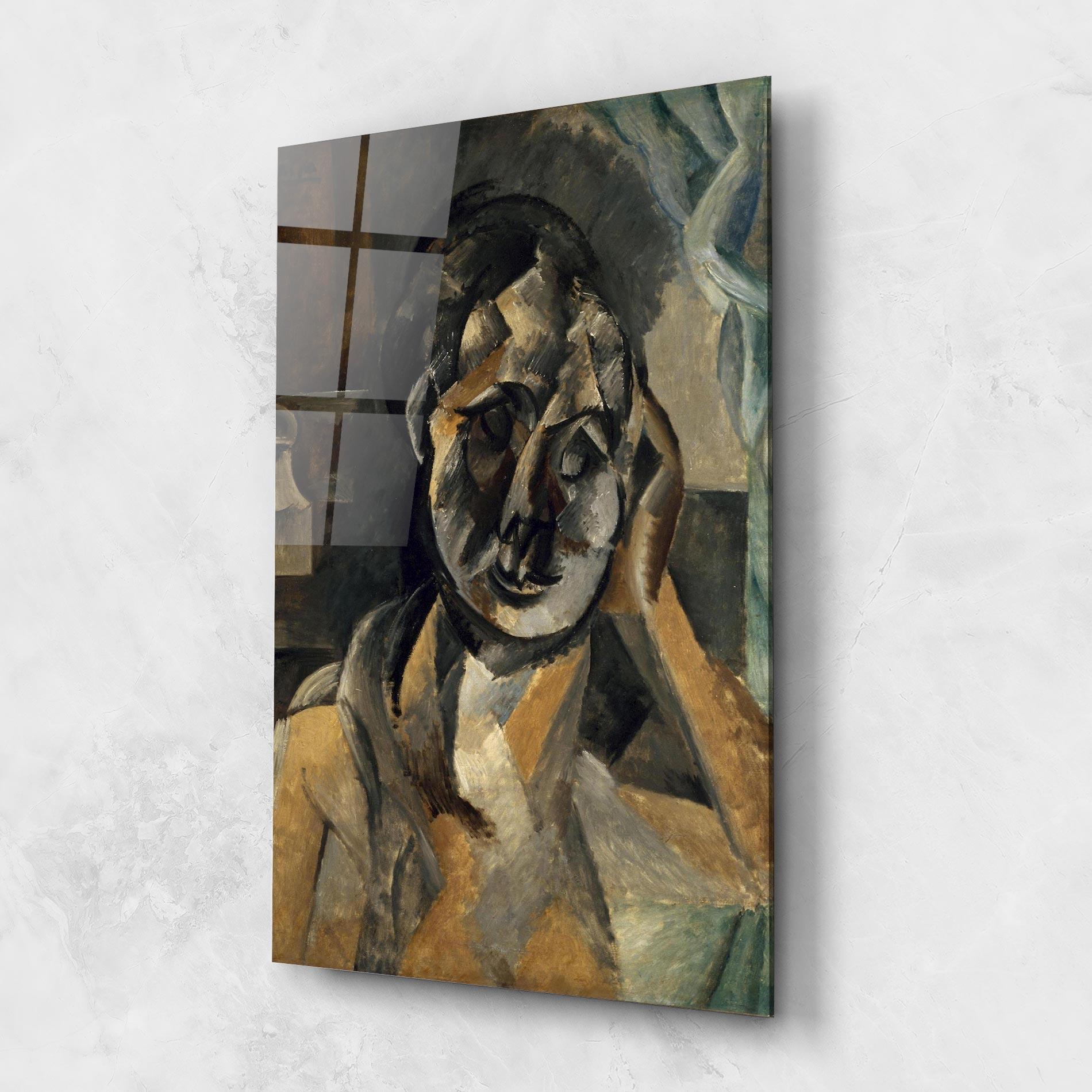 Tablou Sticla Woman With Mustard mockup 1