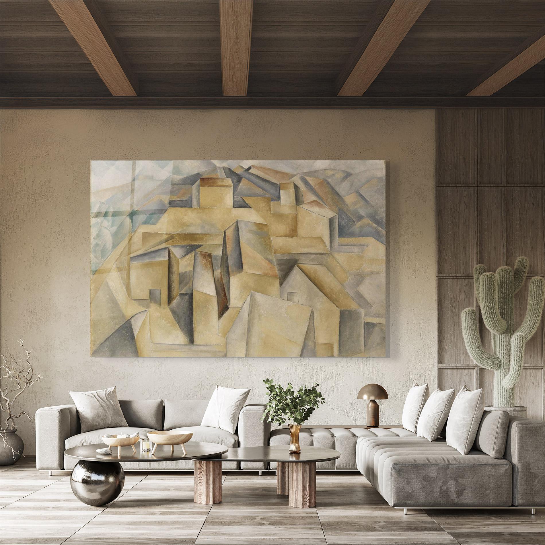 Tablou Sticla Houses On The Hill mockup 8