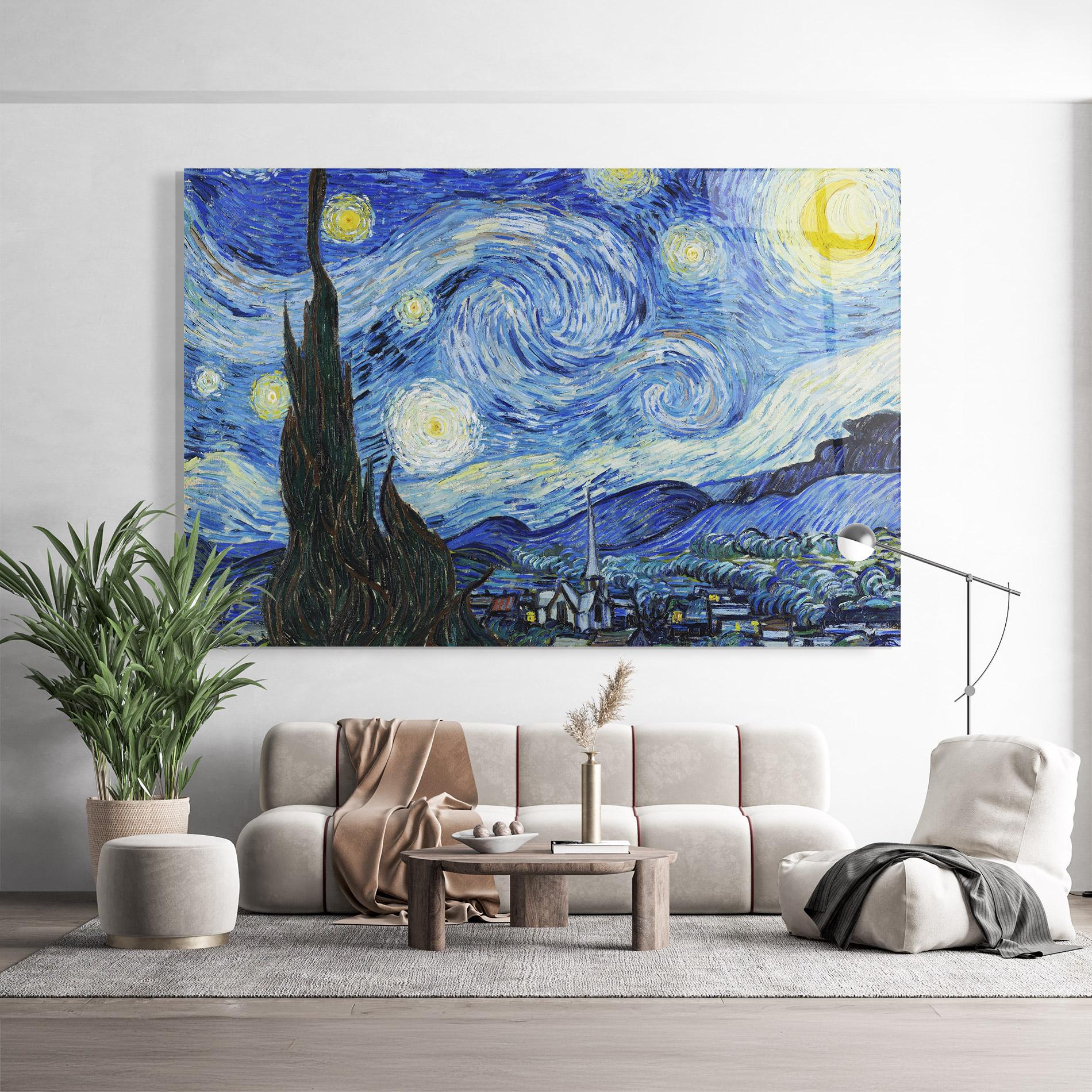 Tablou Sticla The Starry Night mockup 9