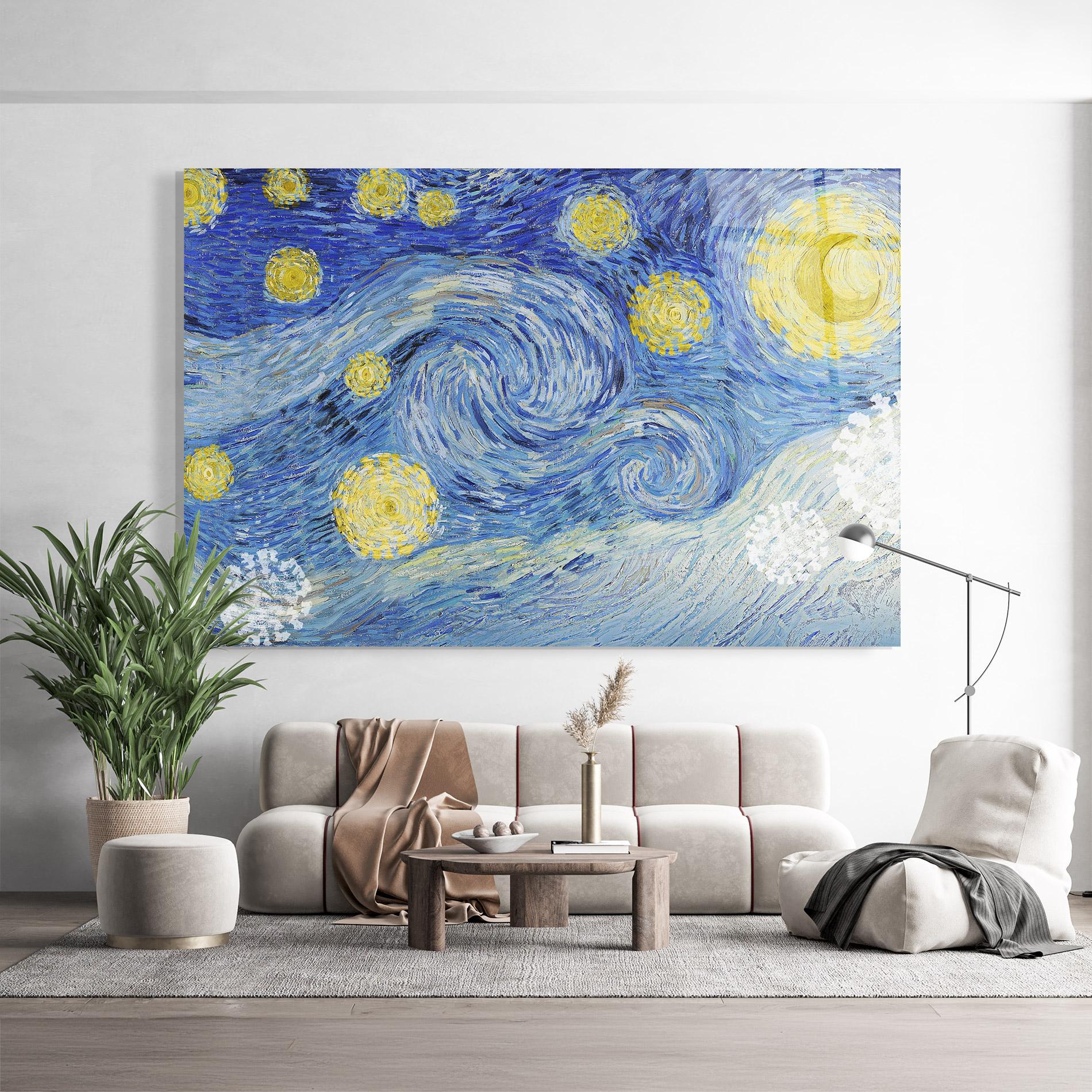 Tablou Sticla Van Gogh Starry Night mockup 9