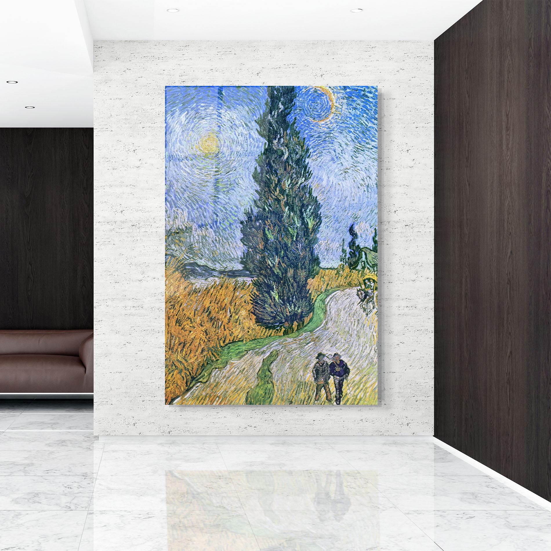 Tablou Sticla Road With Cypress mockup 9