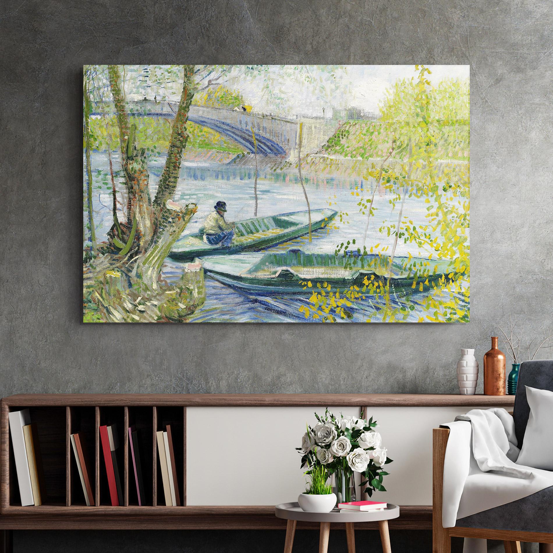 Tablou Sticla Fishing In Spring mockup 2