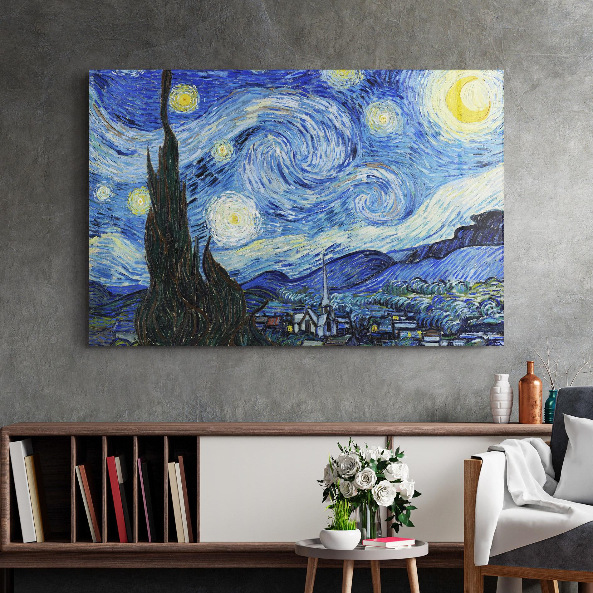Tablou Sticla The Starry Night mockup 2