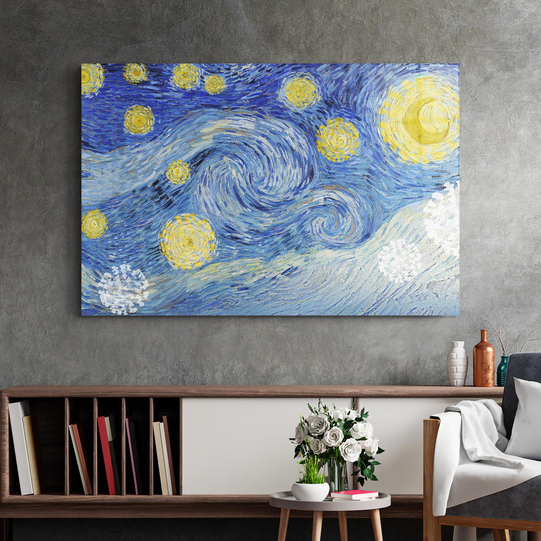 Tablou Sticla Van Gogh Starry Night mockup 2