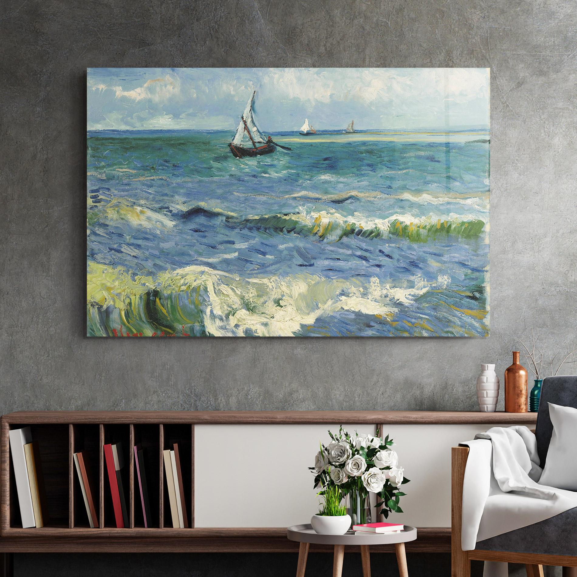 Tablou Sticla Zeegezicht Saintes Maries mockup 2