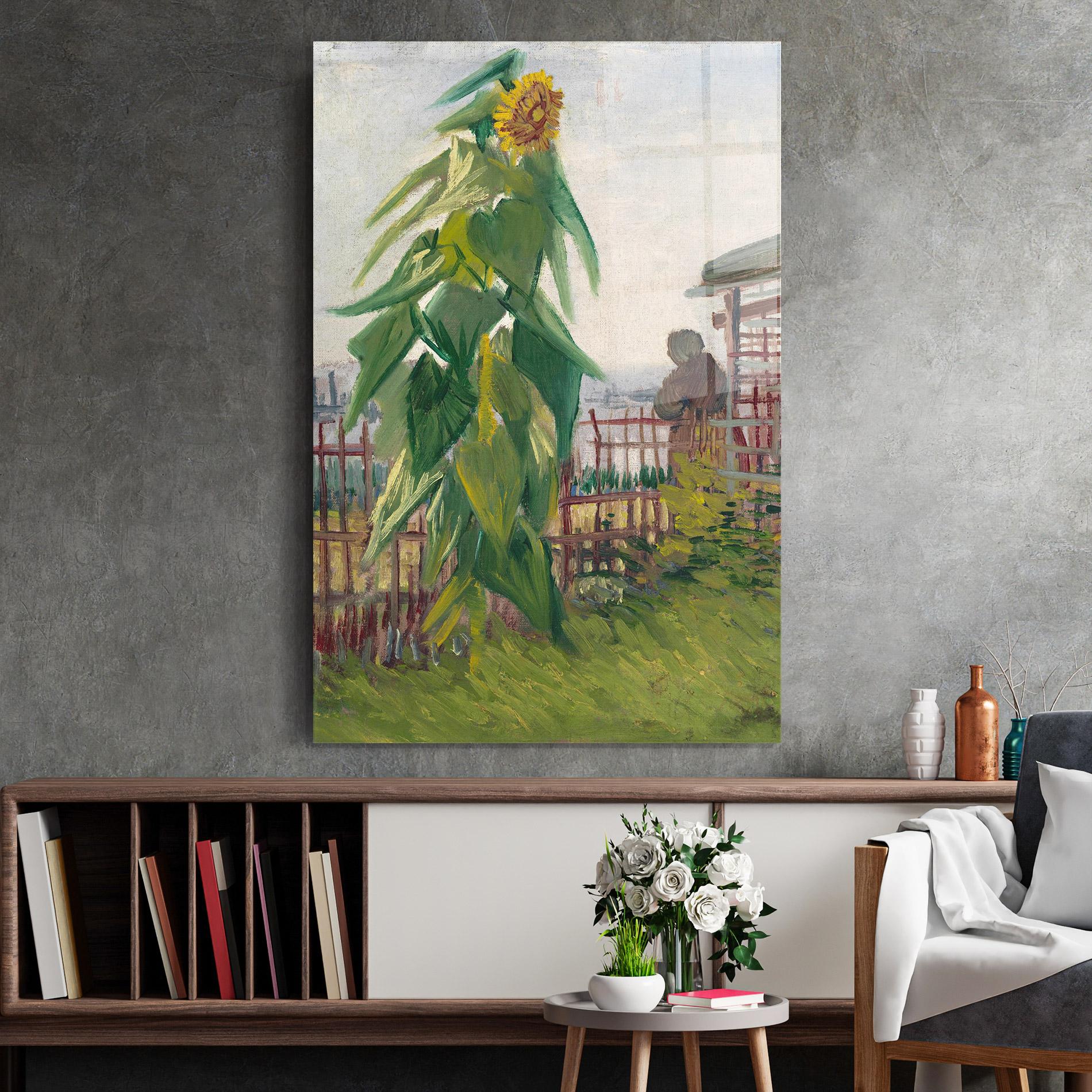 Tablou Sticla Allotment With Sunflower mockup 2