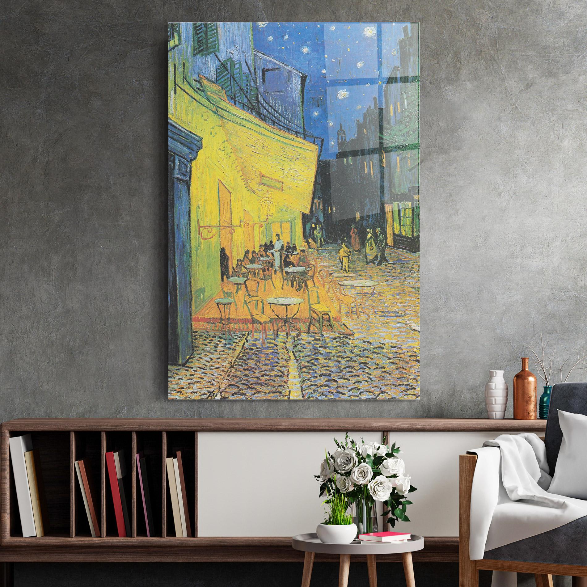 Tablou Sticla Cafe Terrace At Night mockup 2