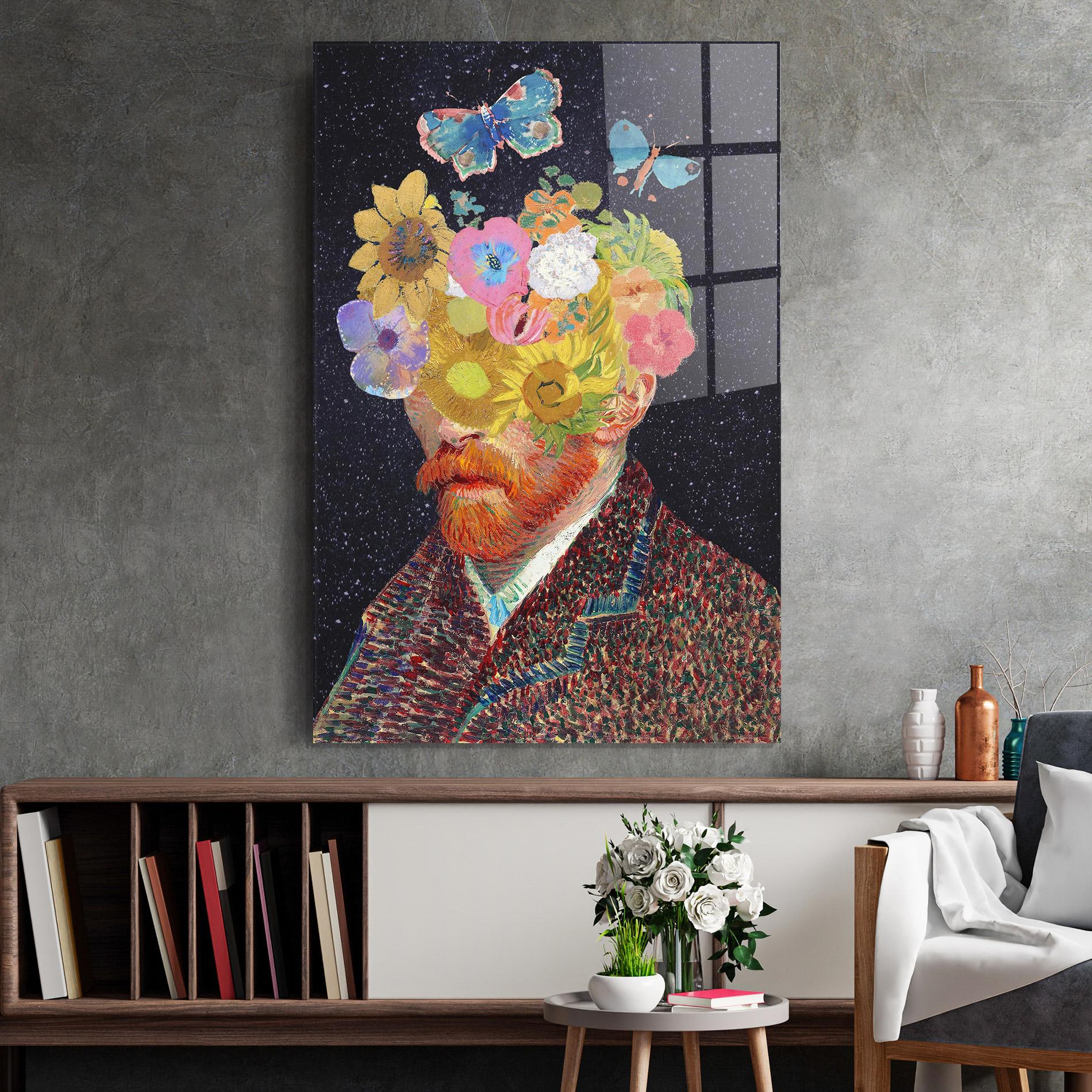 Tablou Sticla Flower Self Portrait mockup 2