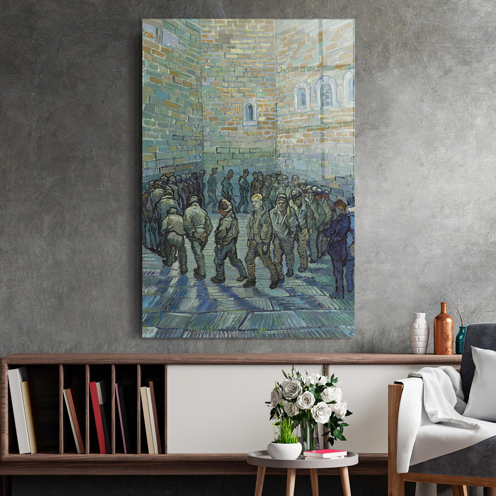 Tablou Sticla Prisoners Exercising mockup 2