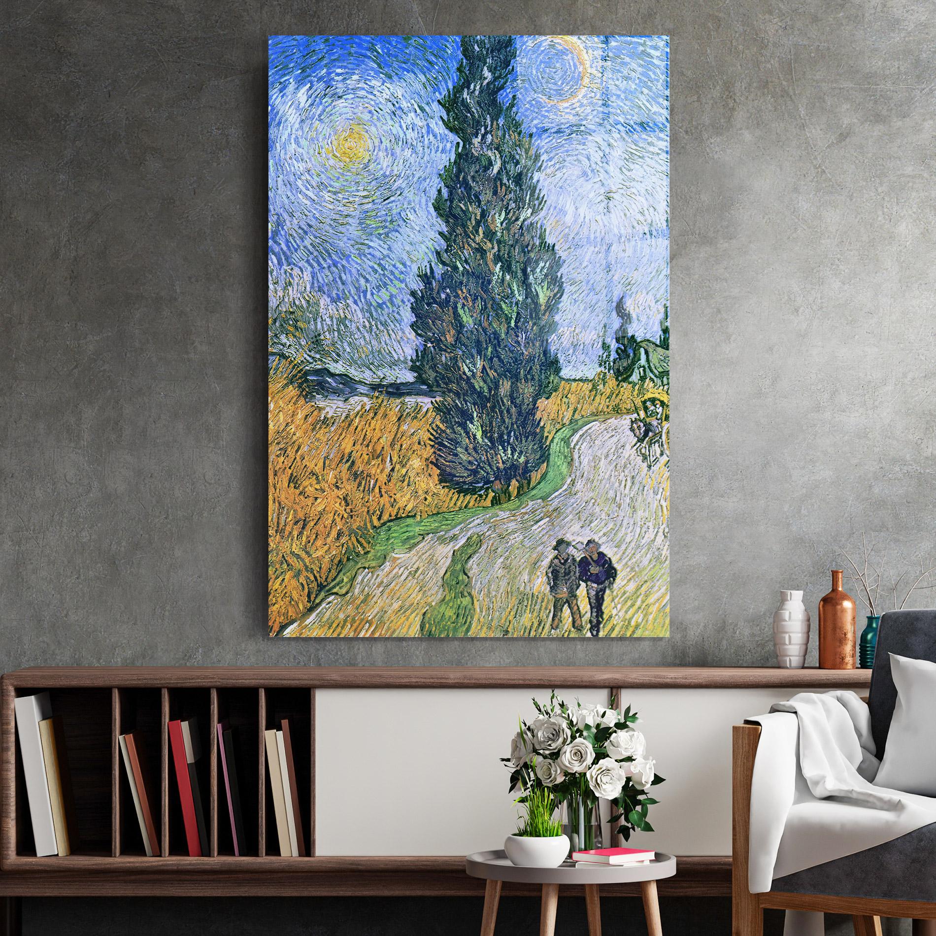 Tablou Sticla Road With Cypress mockup 2