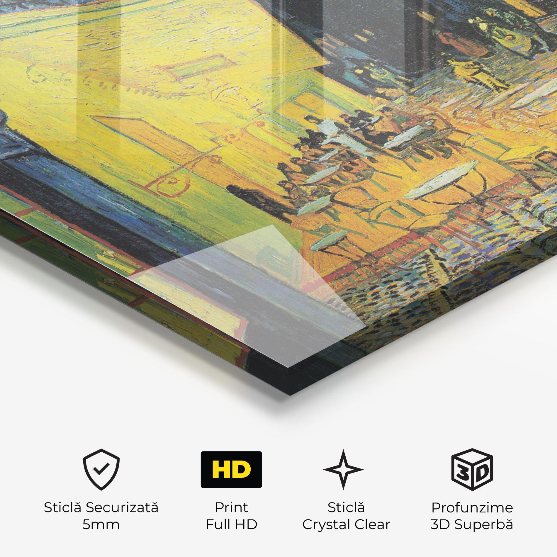 Tablou Sticla Cafe Terrace At Night mockup 3