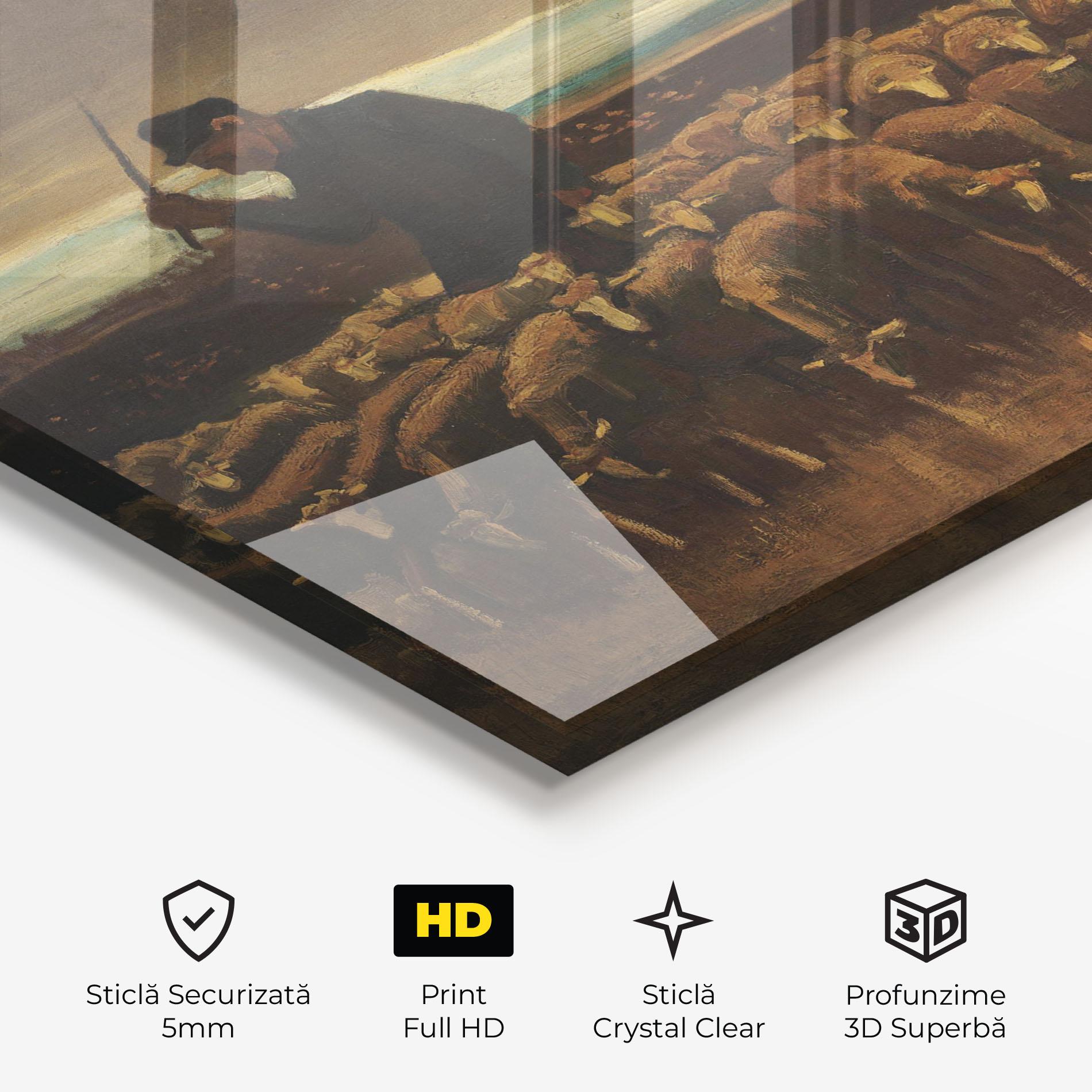 Tablou Sticla Flock Of Sheep mockup 3