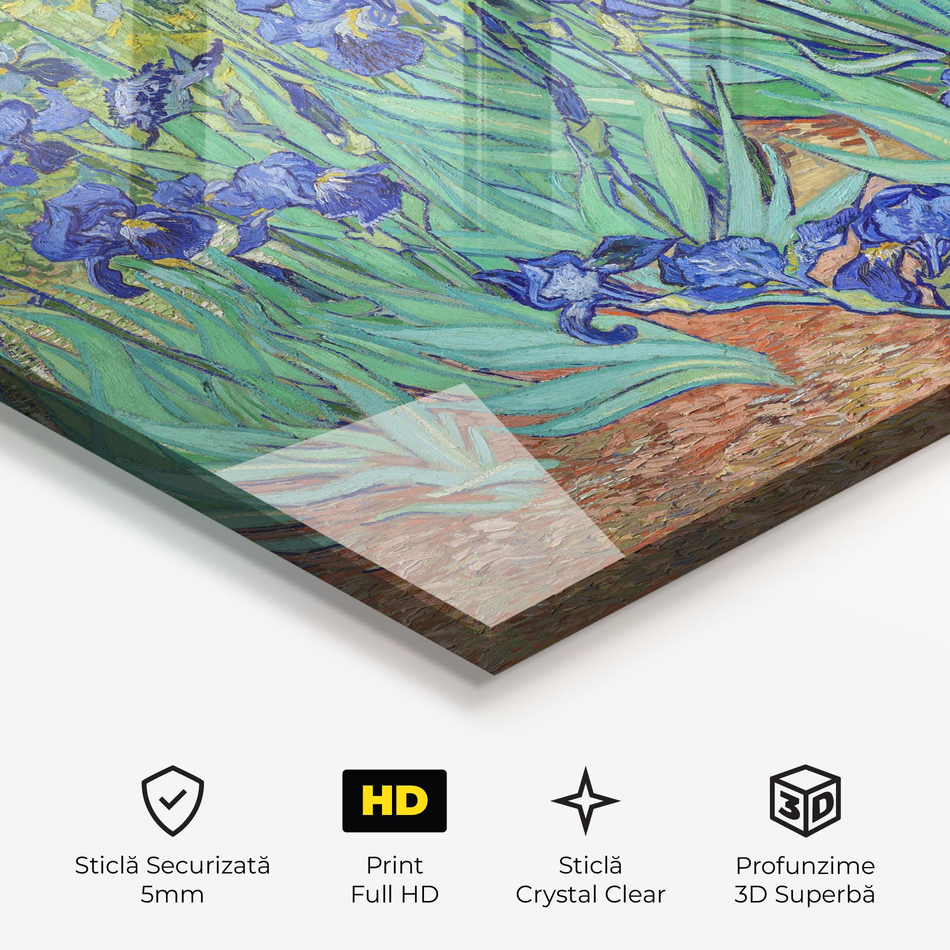 Tablou Sticla Irises Van Gogh mockup 3