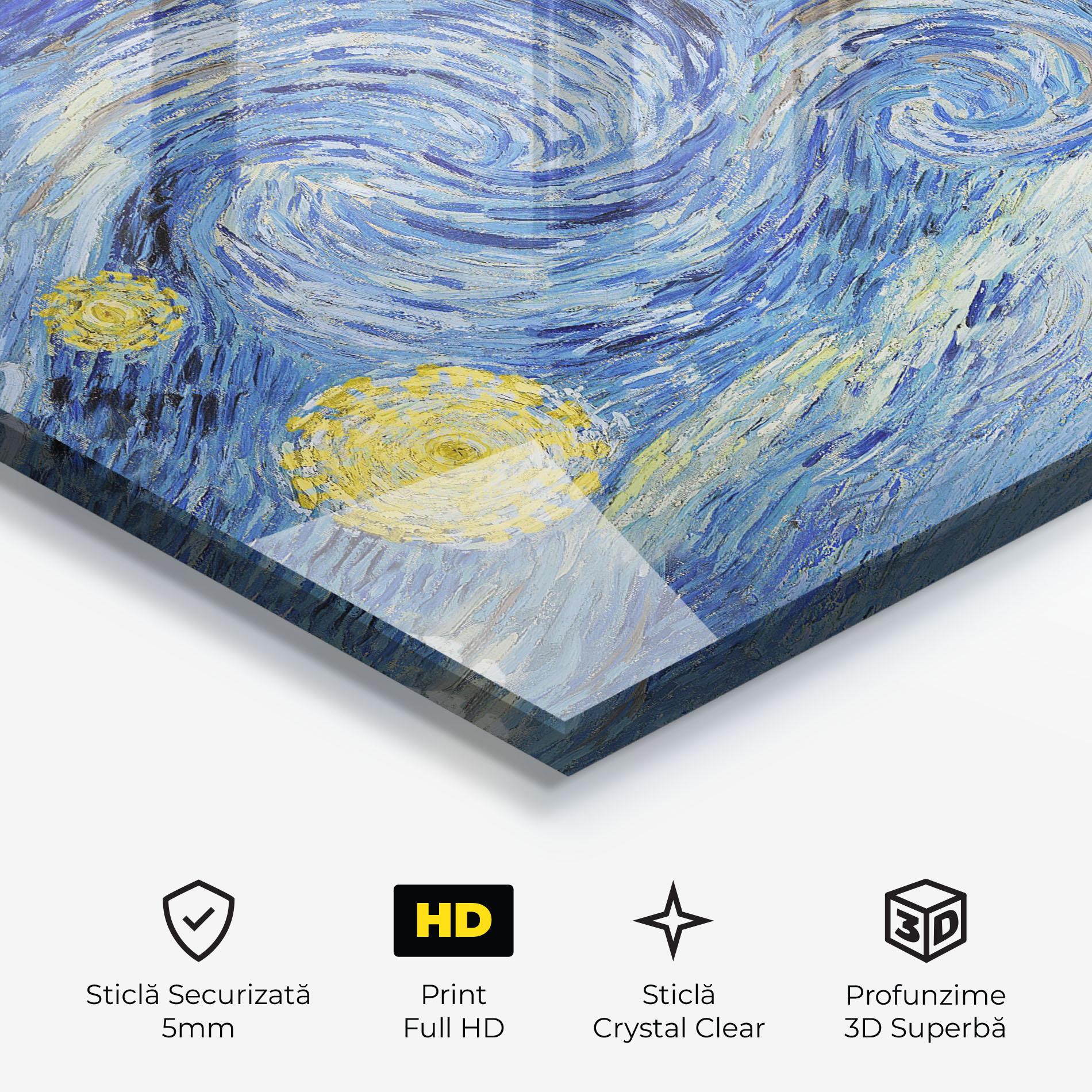 Tablou Sticla Van Gogh Starry Night mockup 3