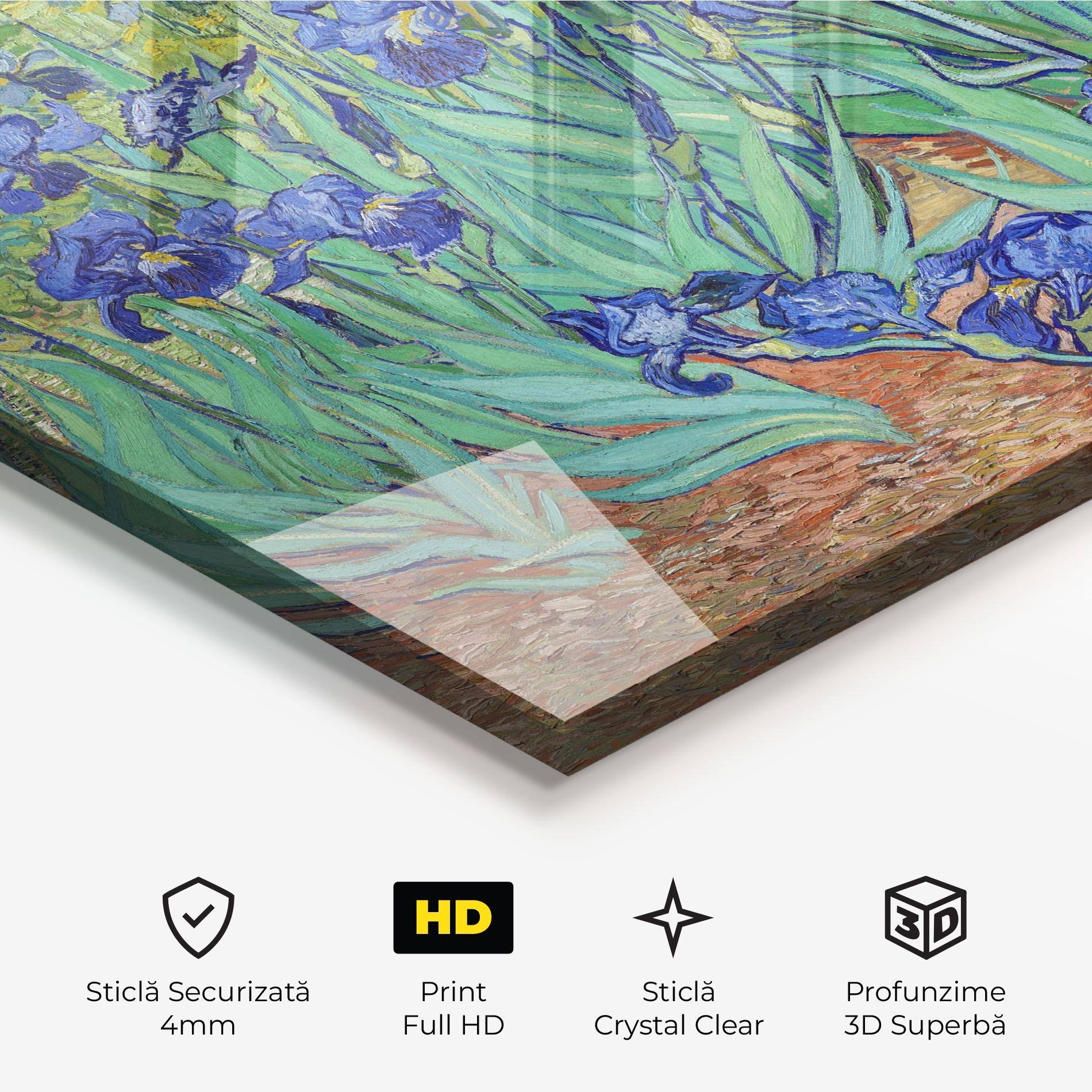 Tablou Sticla Irises Van Gogh mockup 3