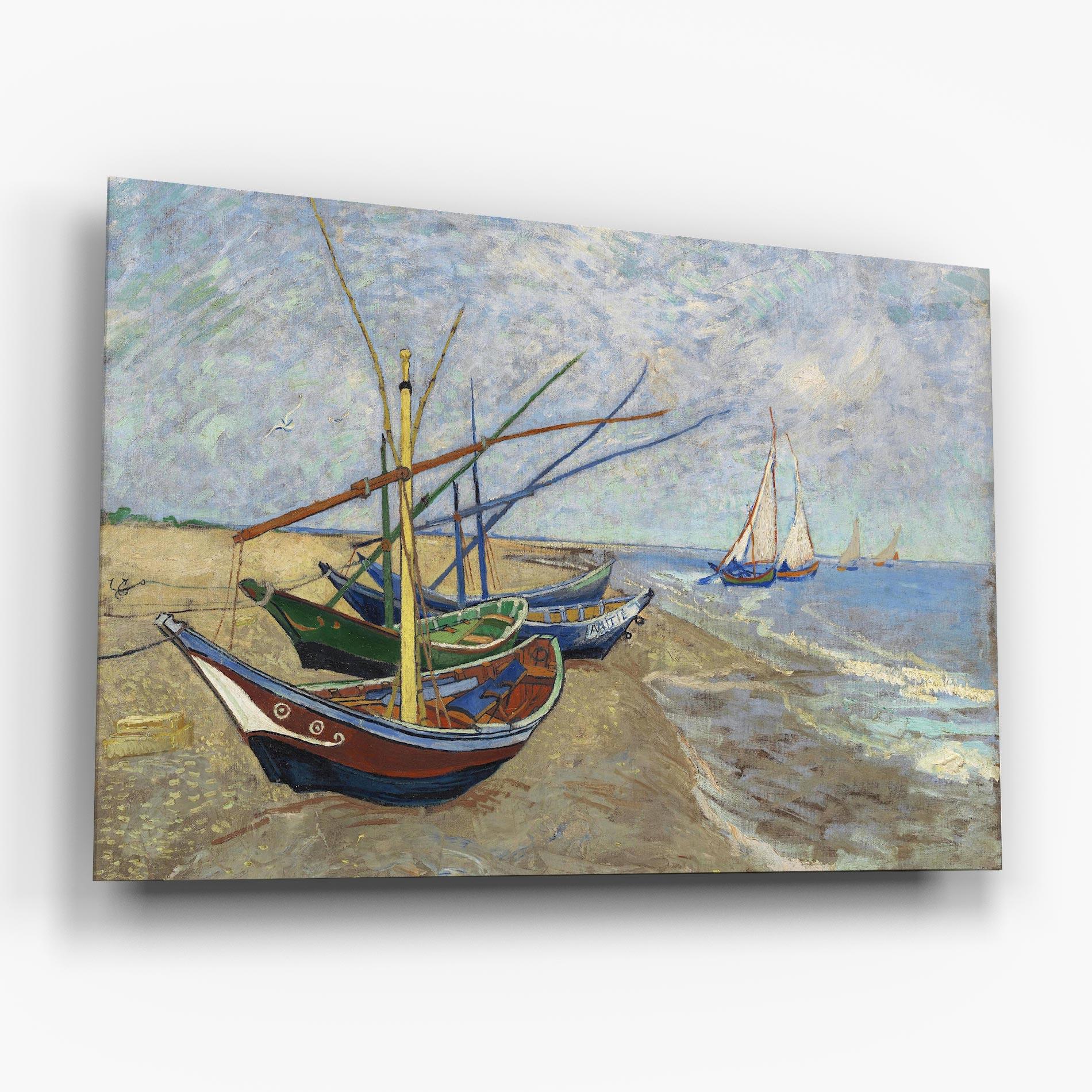 Tablou Sticla Boats Beach mockup 6