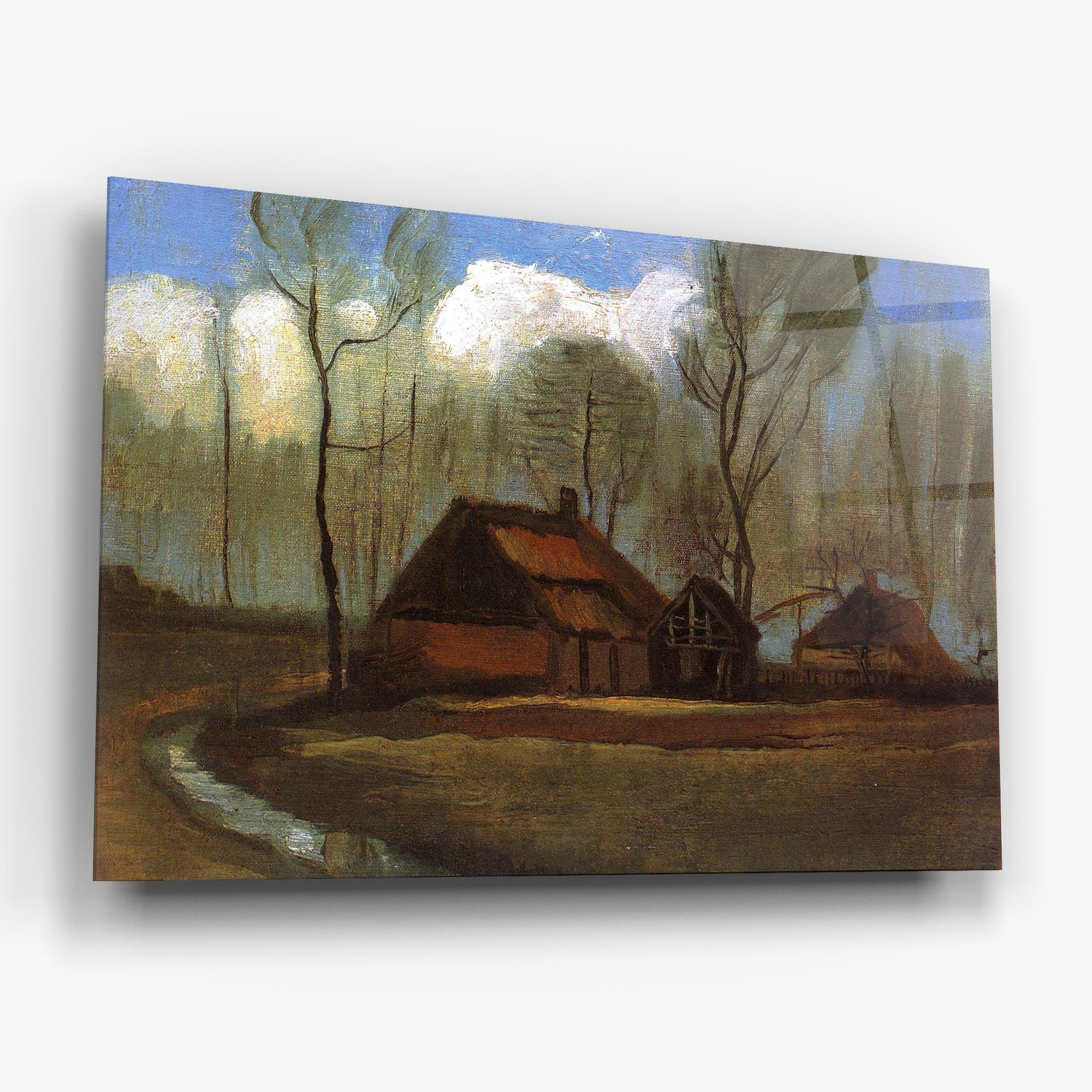 Tablou Sticla Farmhouses Among Trees mockup 6