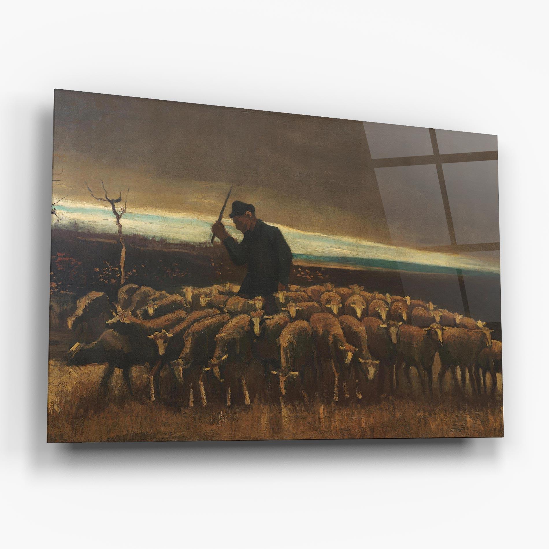 Tablou Sticla Flock Of Sheep mockup 6