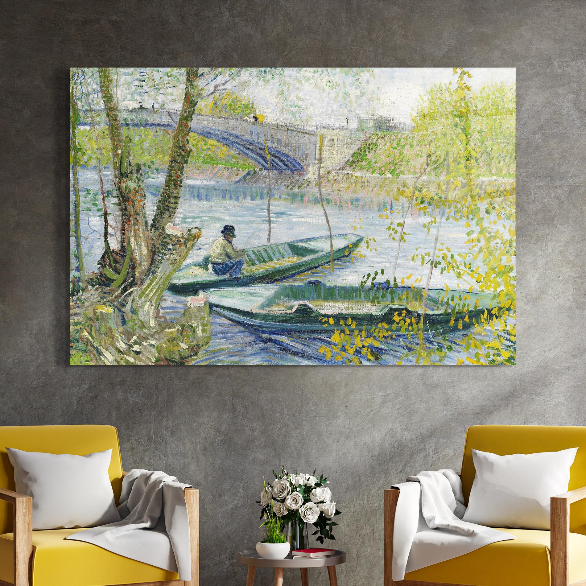 Tablou Sticla Fishing In Spring mockup 4