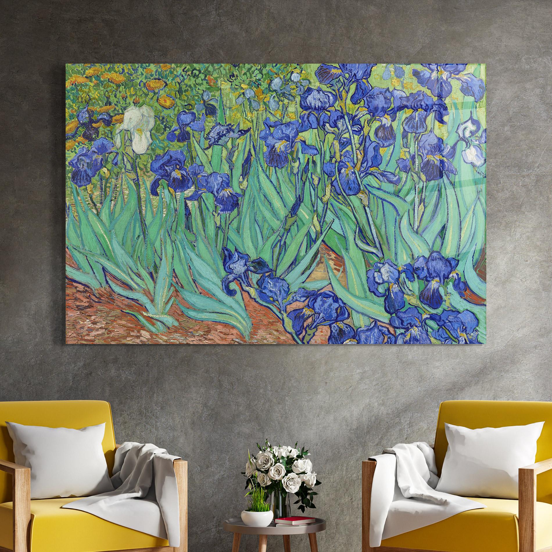 Tablou Sticla Irises Van Gogh mockup 4