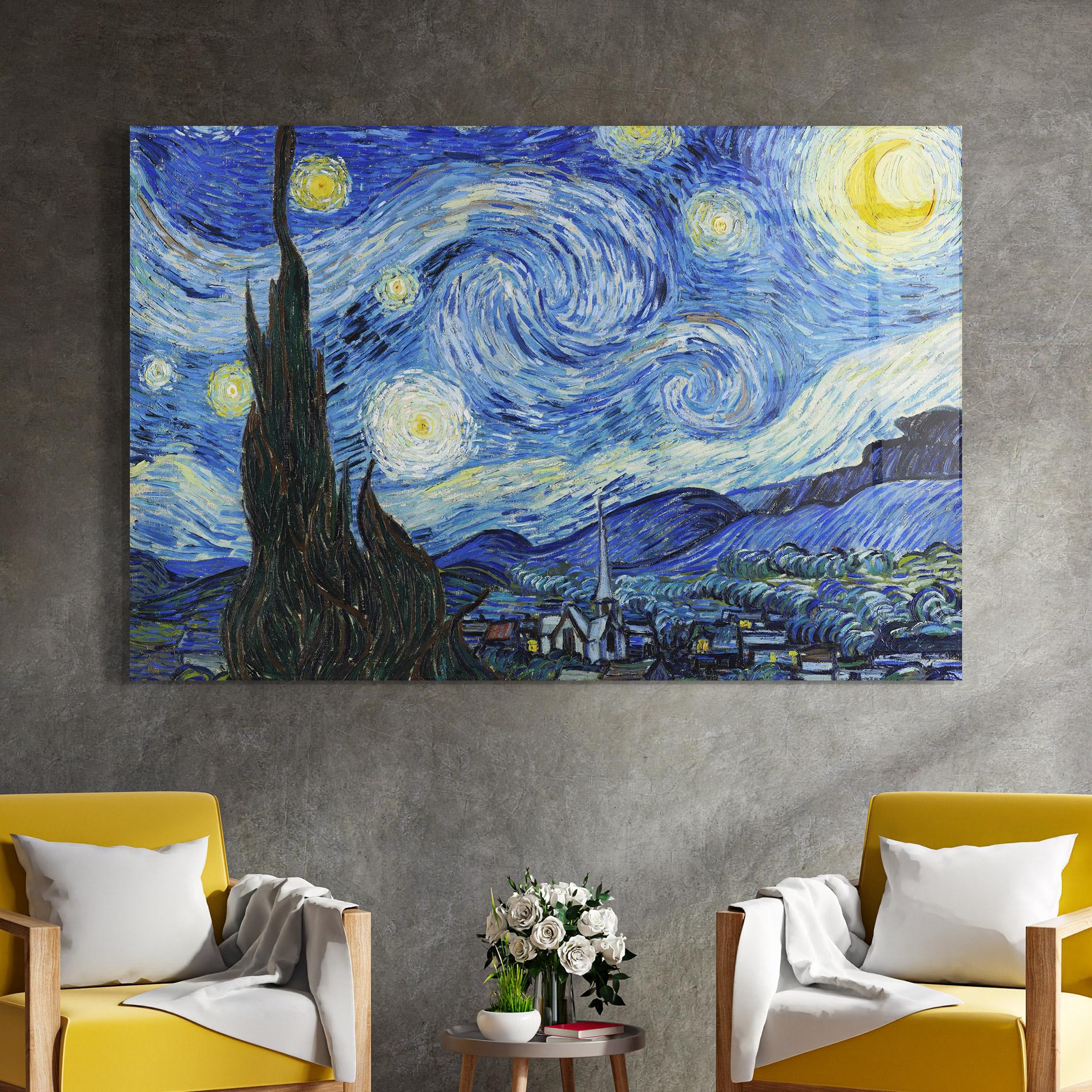Tablou Sticla The Starry Night mockup 4