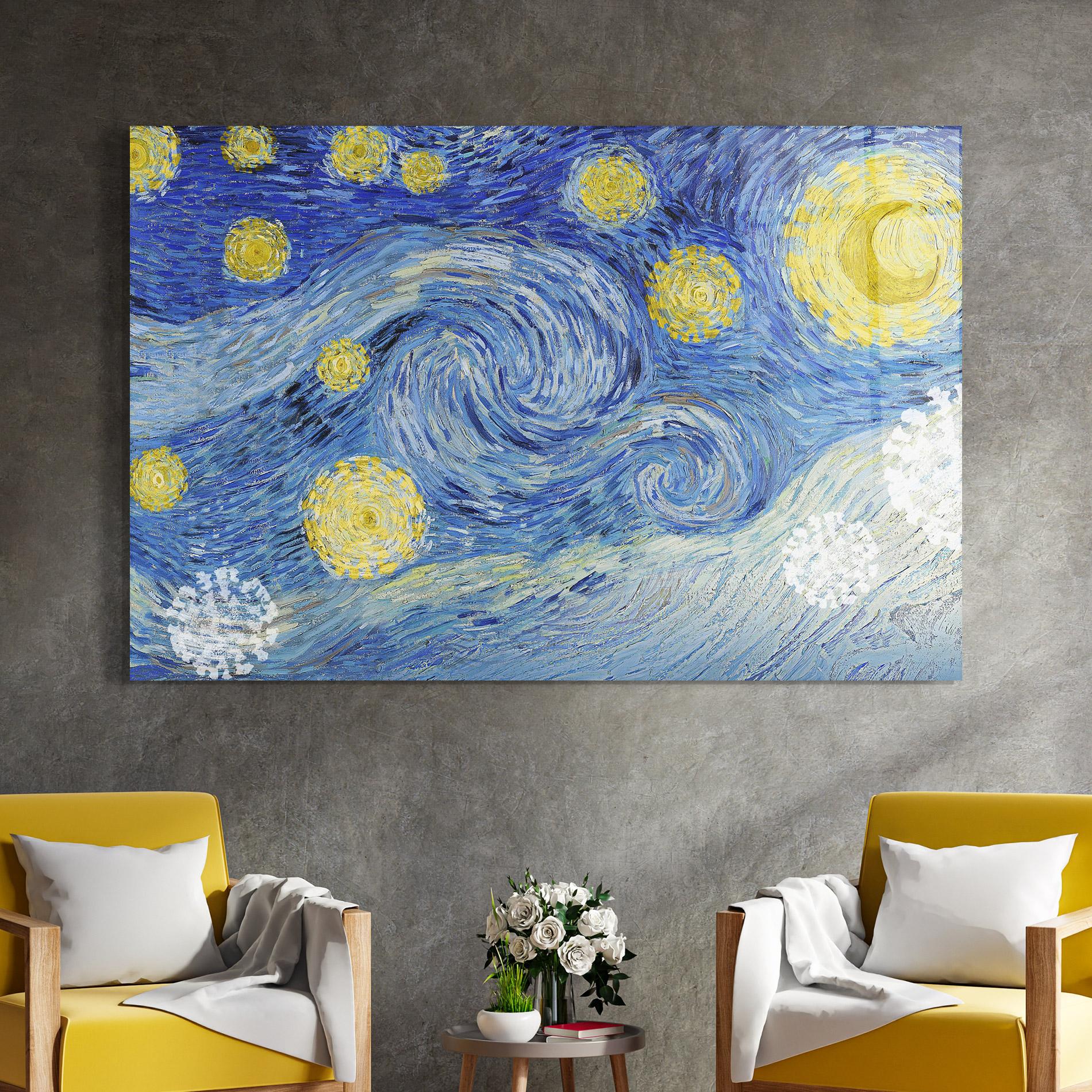 Tablou Sticla Van Gogh Starry Night mockup 4