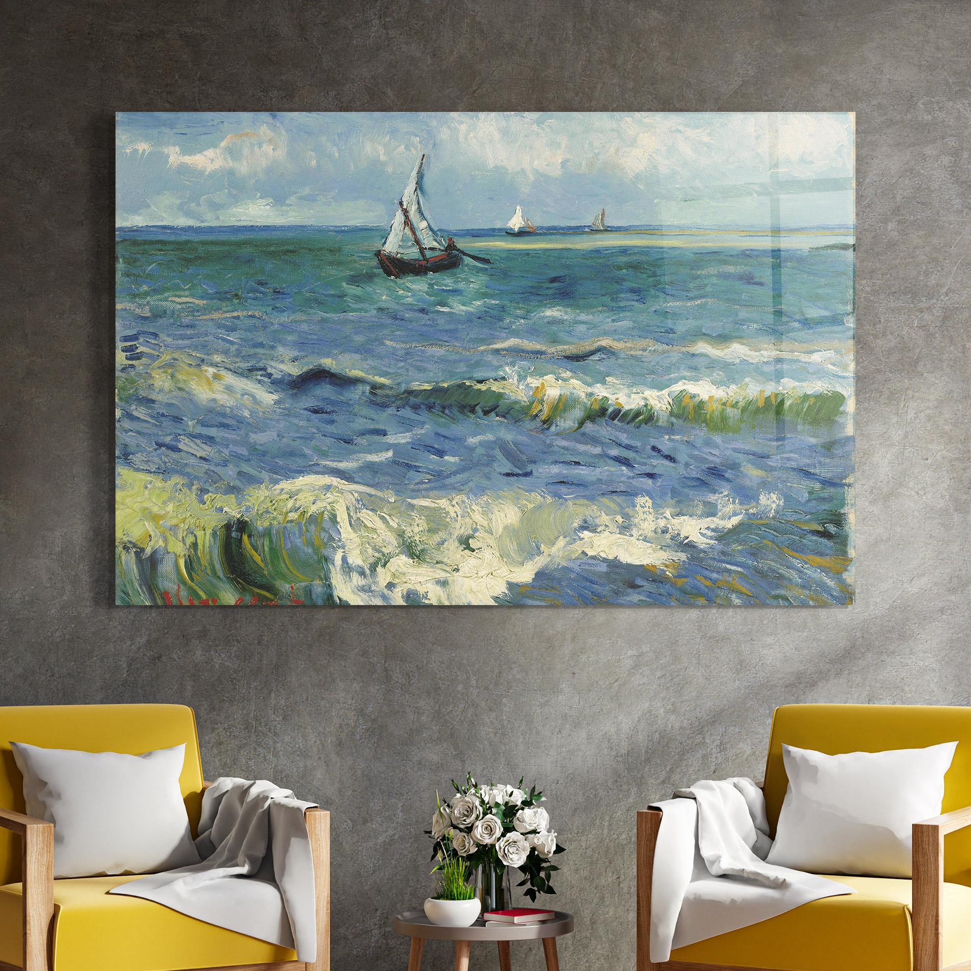 Tablou Sticla Zeegezicht Saintes Maries mockup 4