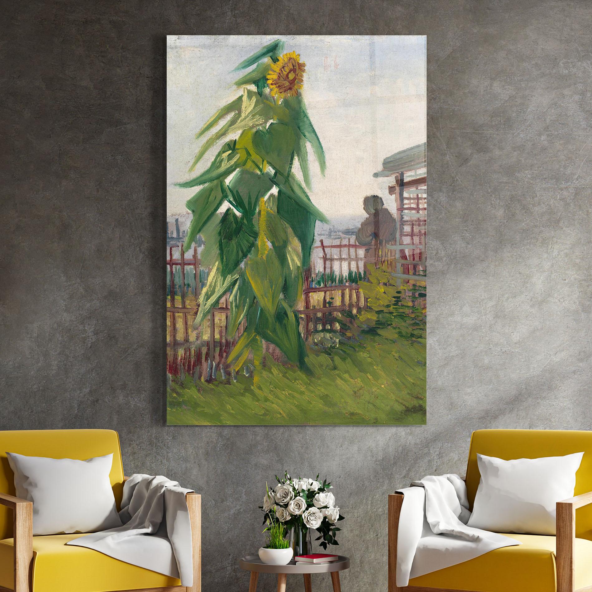 Tablou Sticla Allotment With Sunflower mockup 4