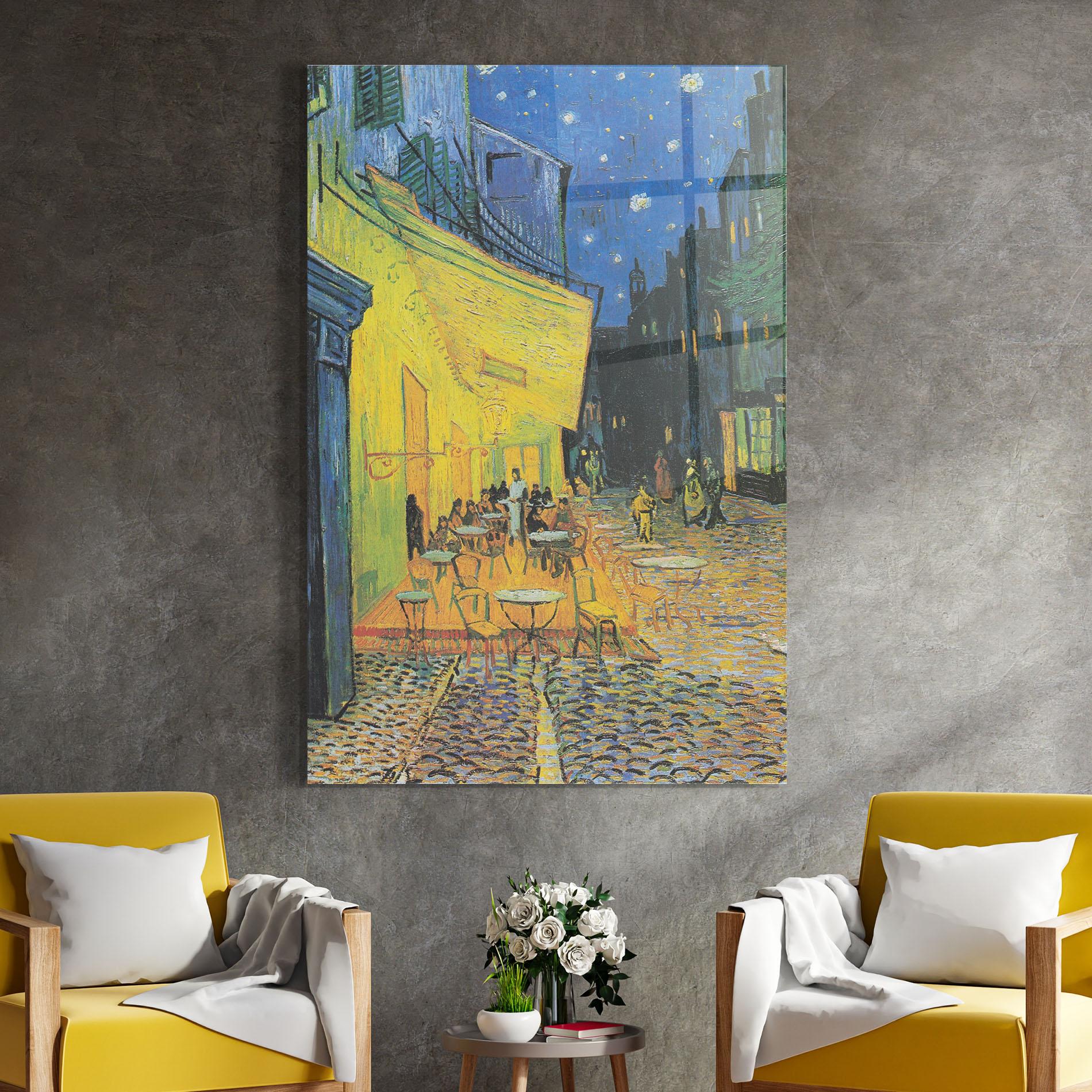 Tablou Sticla Cafe Terrace At Night mockup 4