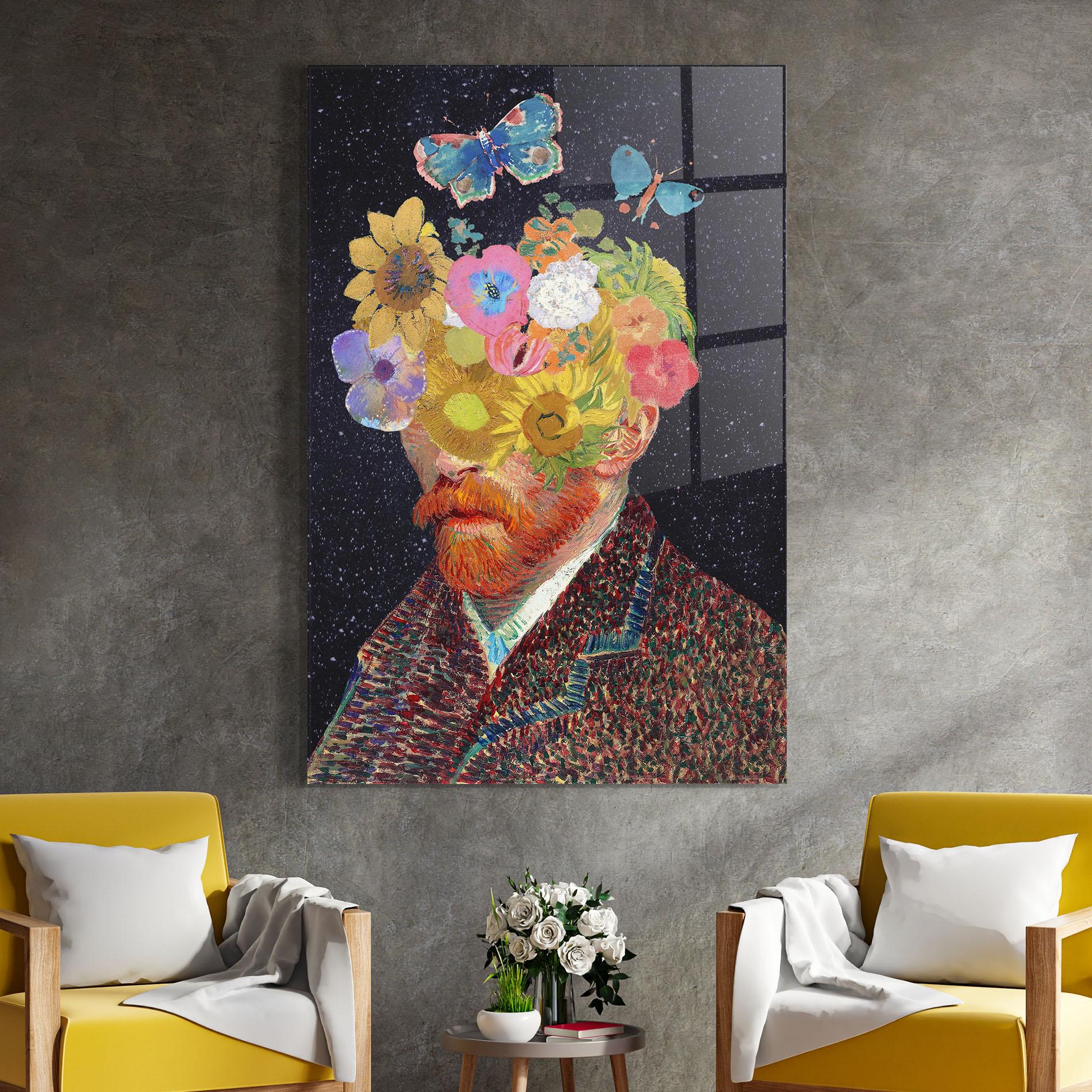 Tablou Sticla Flower Self Portrait mockup 4