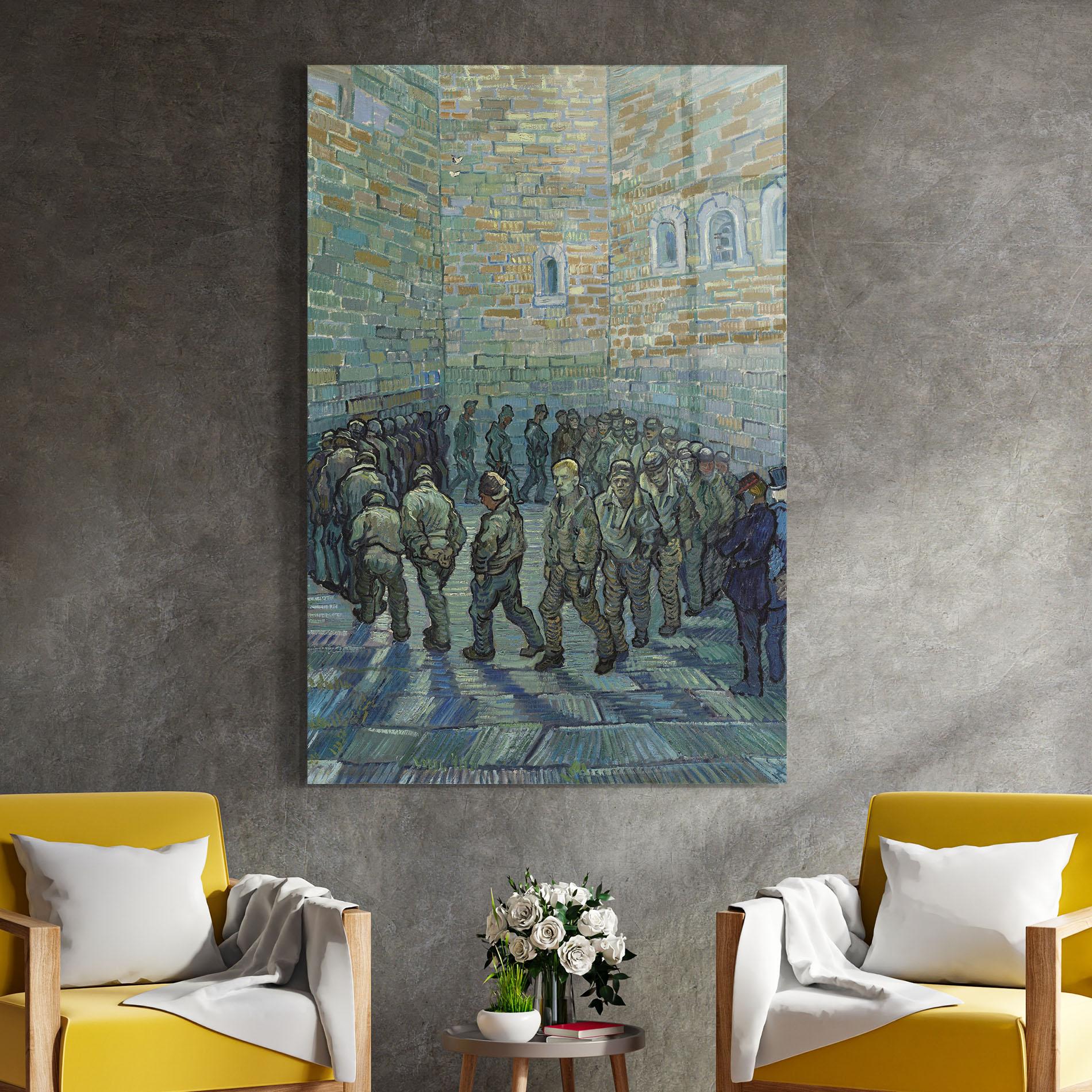 Tablou Sticla Prisoners Exercising mockup 4