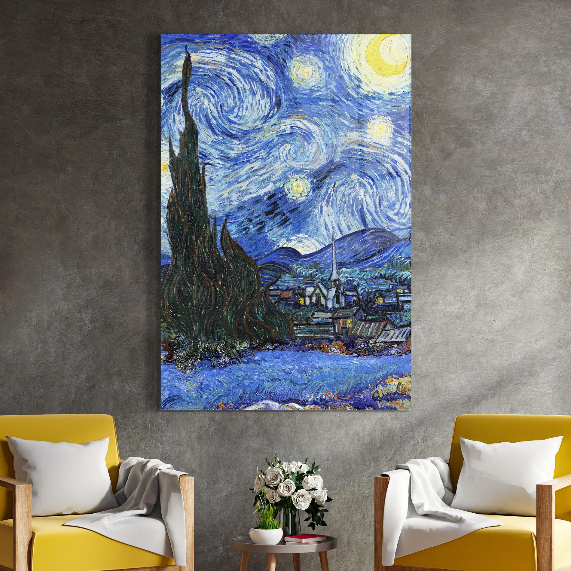 Tablou Sticla Starry Night Art mockup 4