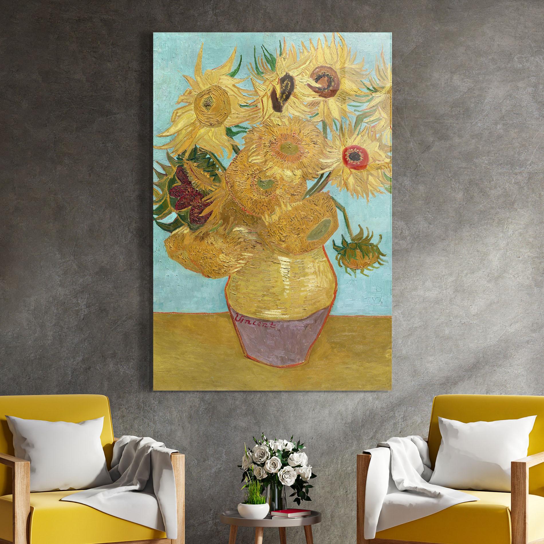 Tablou Sticla Twelve Sunflowers mockup 4