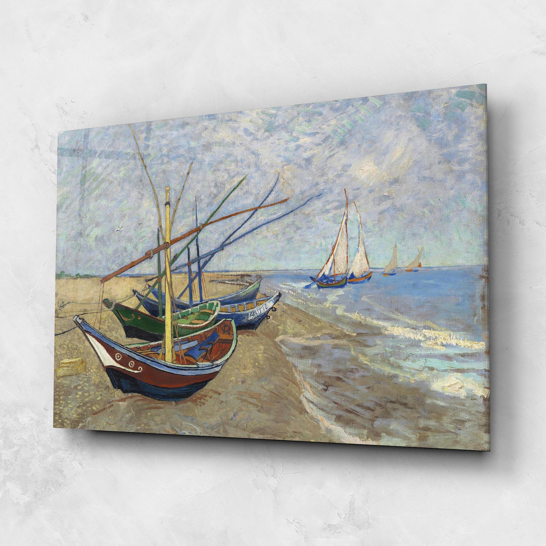 Tablou Sticla Boats Beach mockup 1